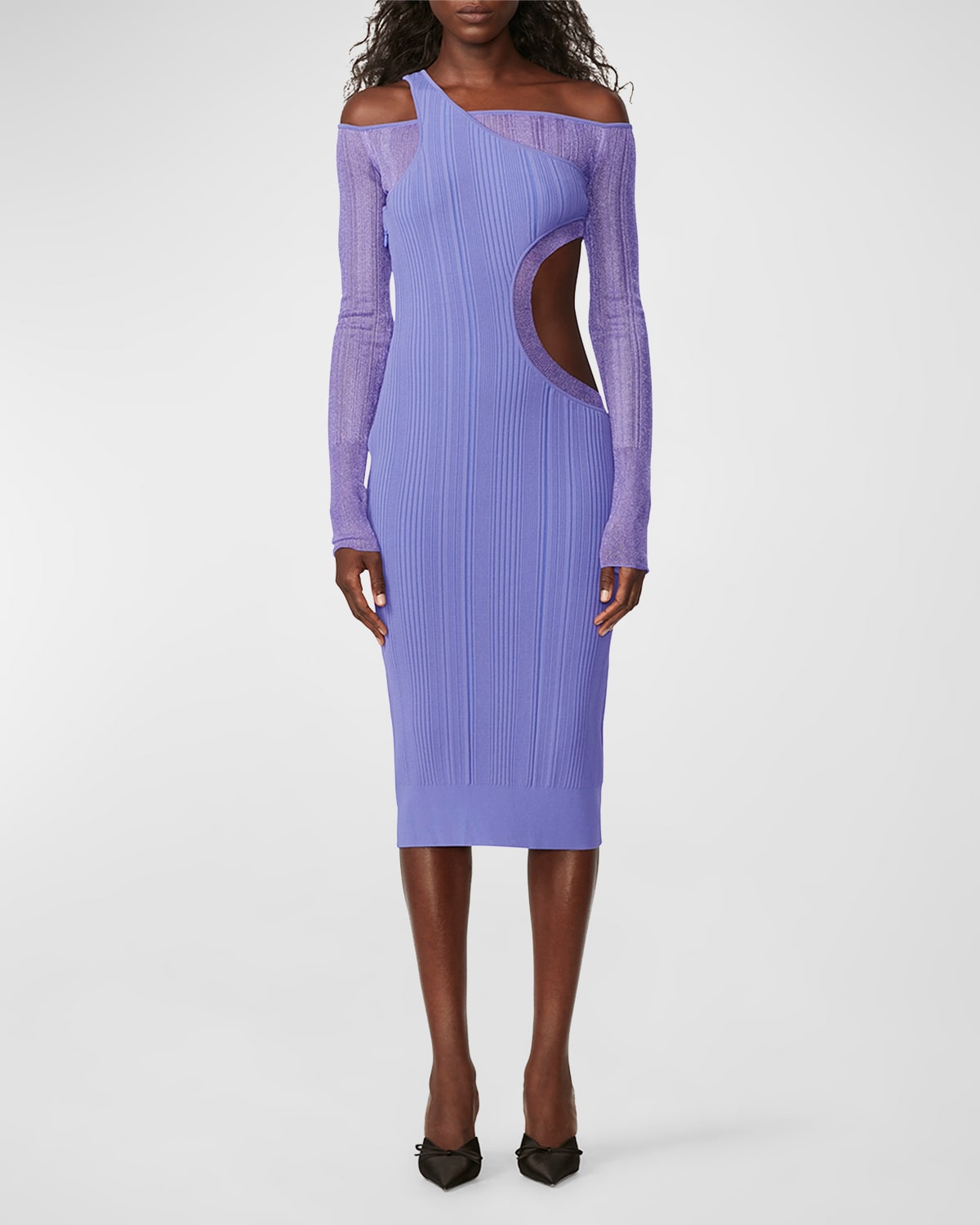 Herve Leger x Law Roach Layered Sheer Intarsia Midi Dress | Neiman Marcus