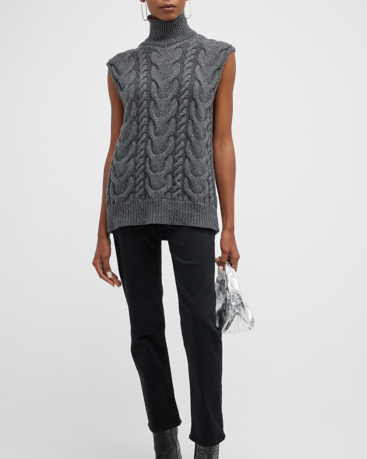 Veronica Beard Pinkett Cable-Knit Wool Sweater Vest | Neiman Marcus