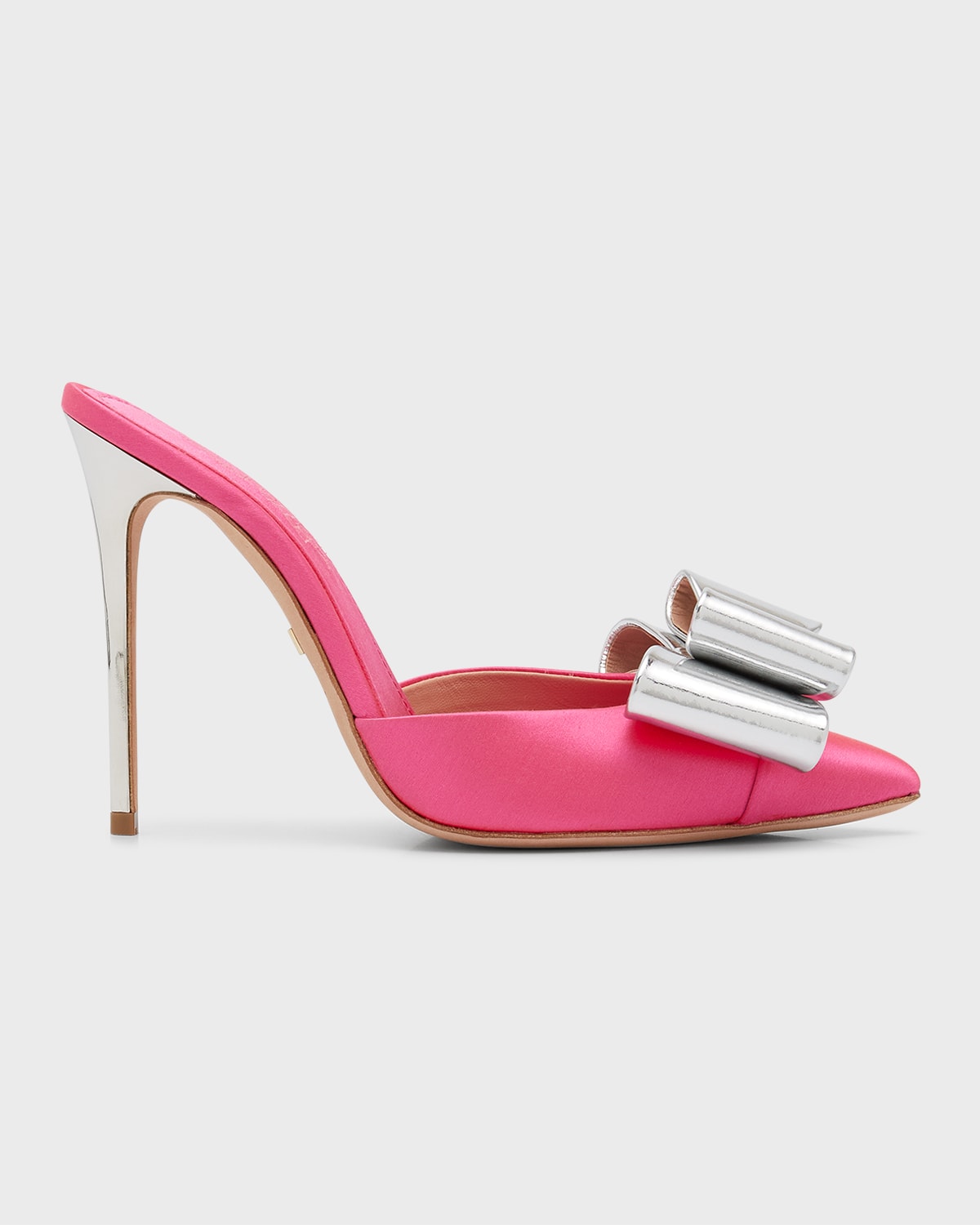 Giambattista Valli Pop Bow Satin Peep-Toe Mules | Neiman Marcus