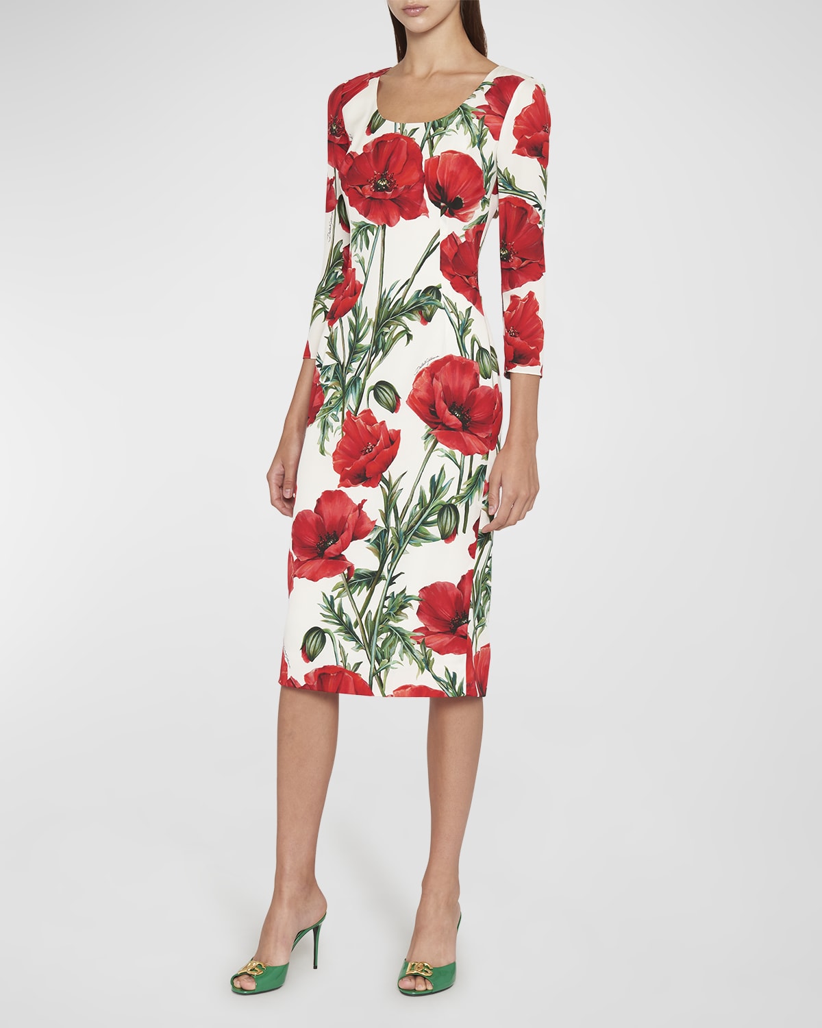 Rodarte Floral Printed Slip Midi Dress | Neiman Marcus