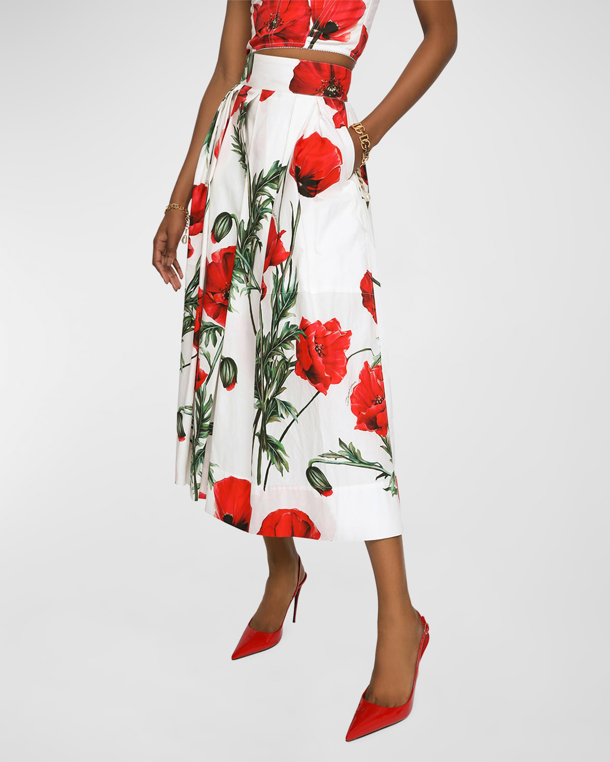 Dolce & Gabbana Green Floral Cutout Silk Wool Dress main image 0