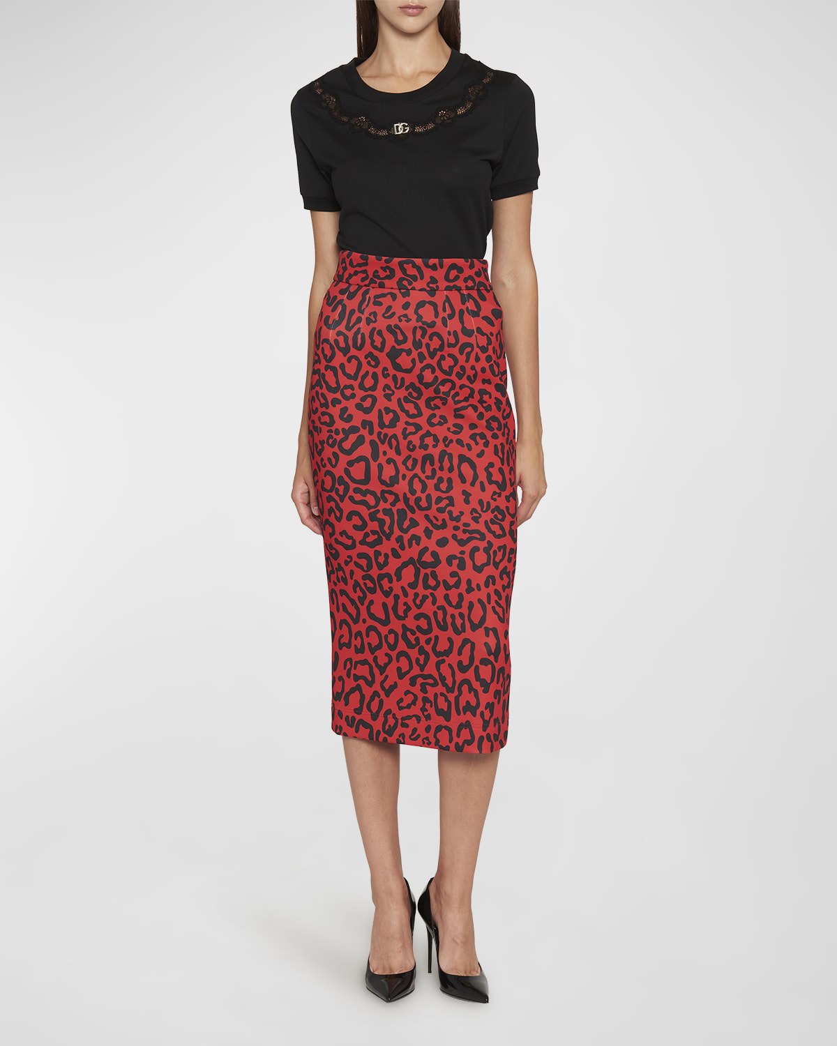 Dolceandgabbana Leopard Print Long Sleeve Midi Dress Neiman Marcus