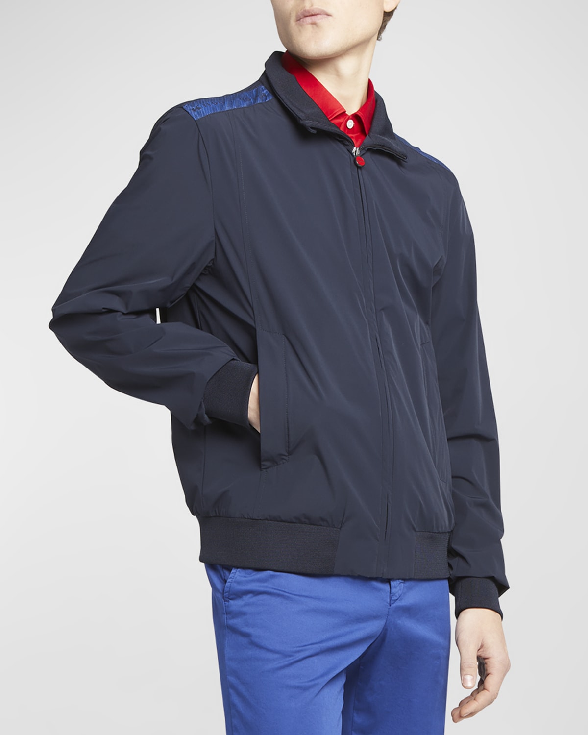 Kiton Men's Geometric Print WindResistant Bomber Jacket Neiman Marcus