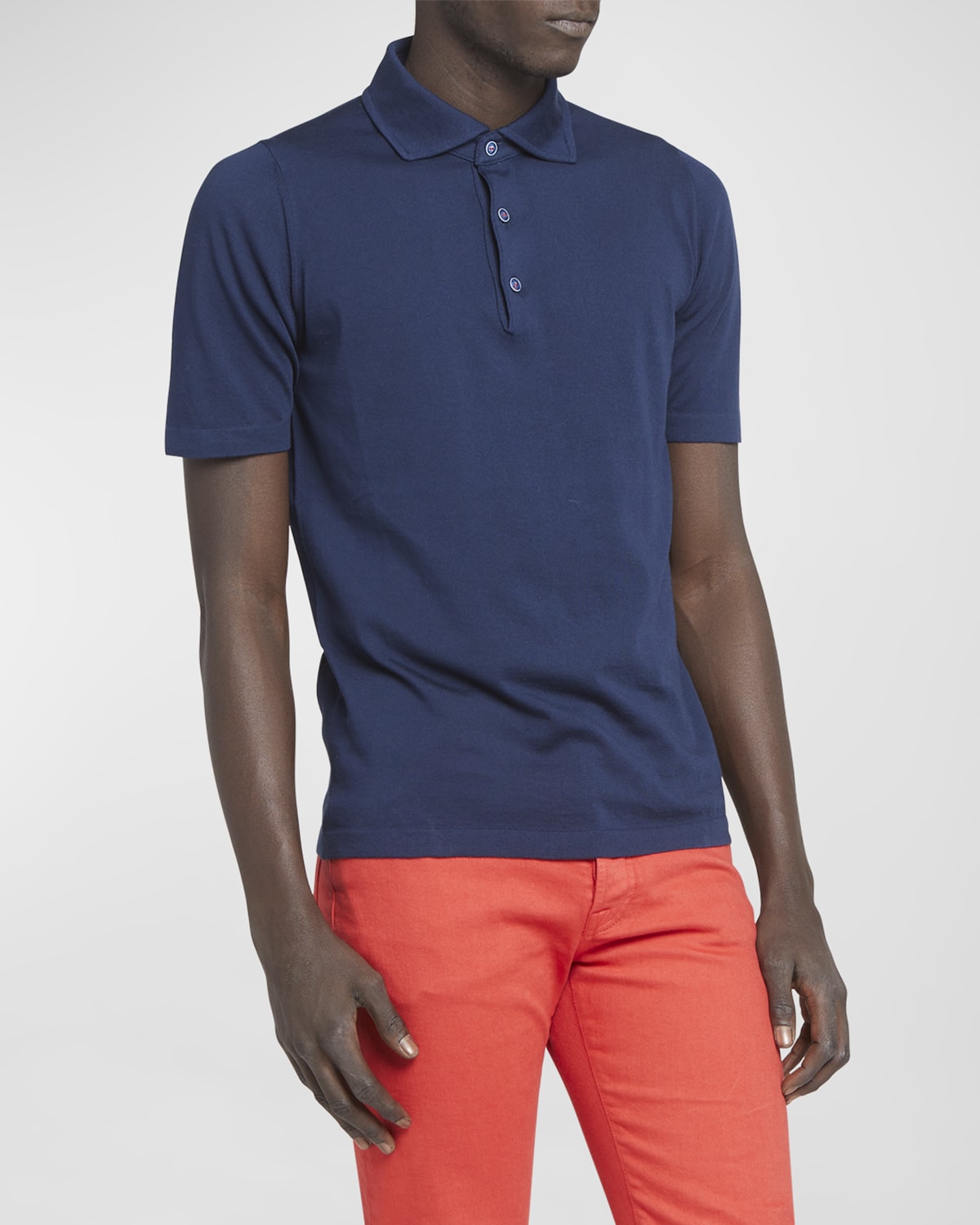 Kiton Men's Solid Knit Polo Shirt Neiman Marcus