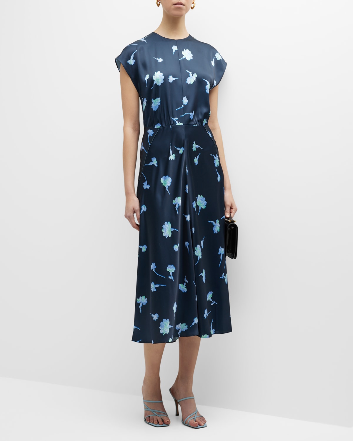 Tadashi Shoji Embroidered CapSleeve Midi Dress Neiman Marcus