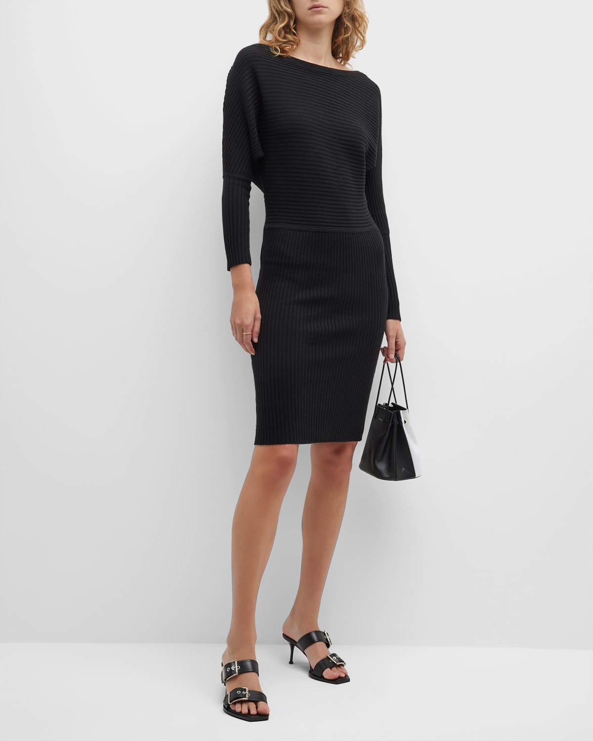 Alice Olivia Alcina Rib Knit Button Front Dress Neiman Marcus