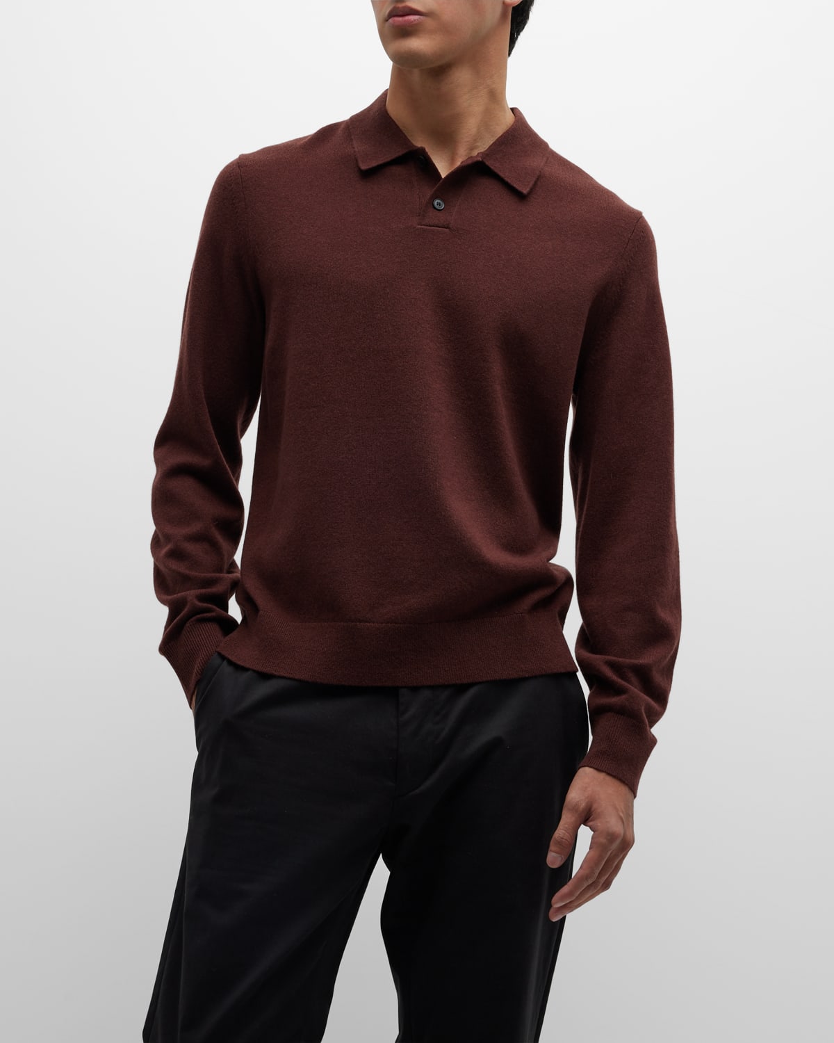 Theory Men's Regal Wool Long-Sleeve Polo Shirt | Neiman Marcus