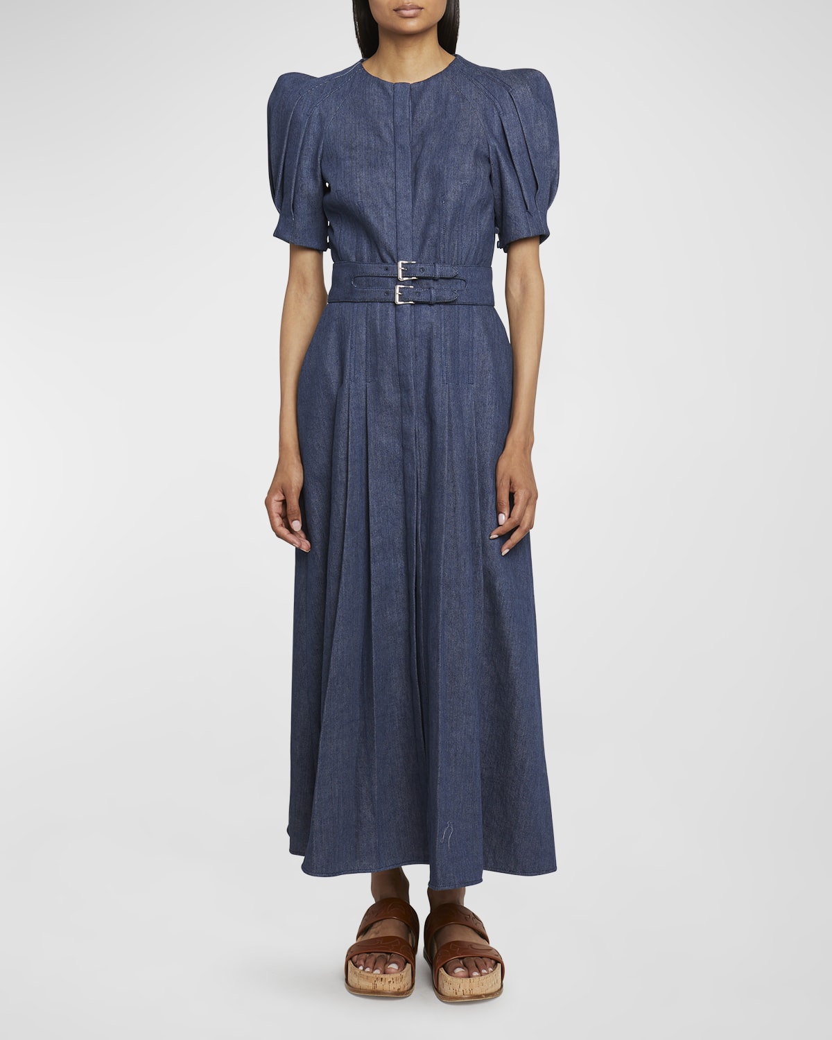 Gabriela Hearst Havilland Silk Midi Dress w/ Tie Details | Neiman Marcus