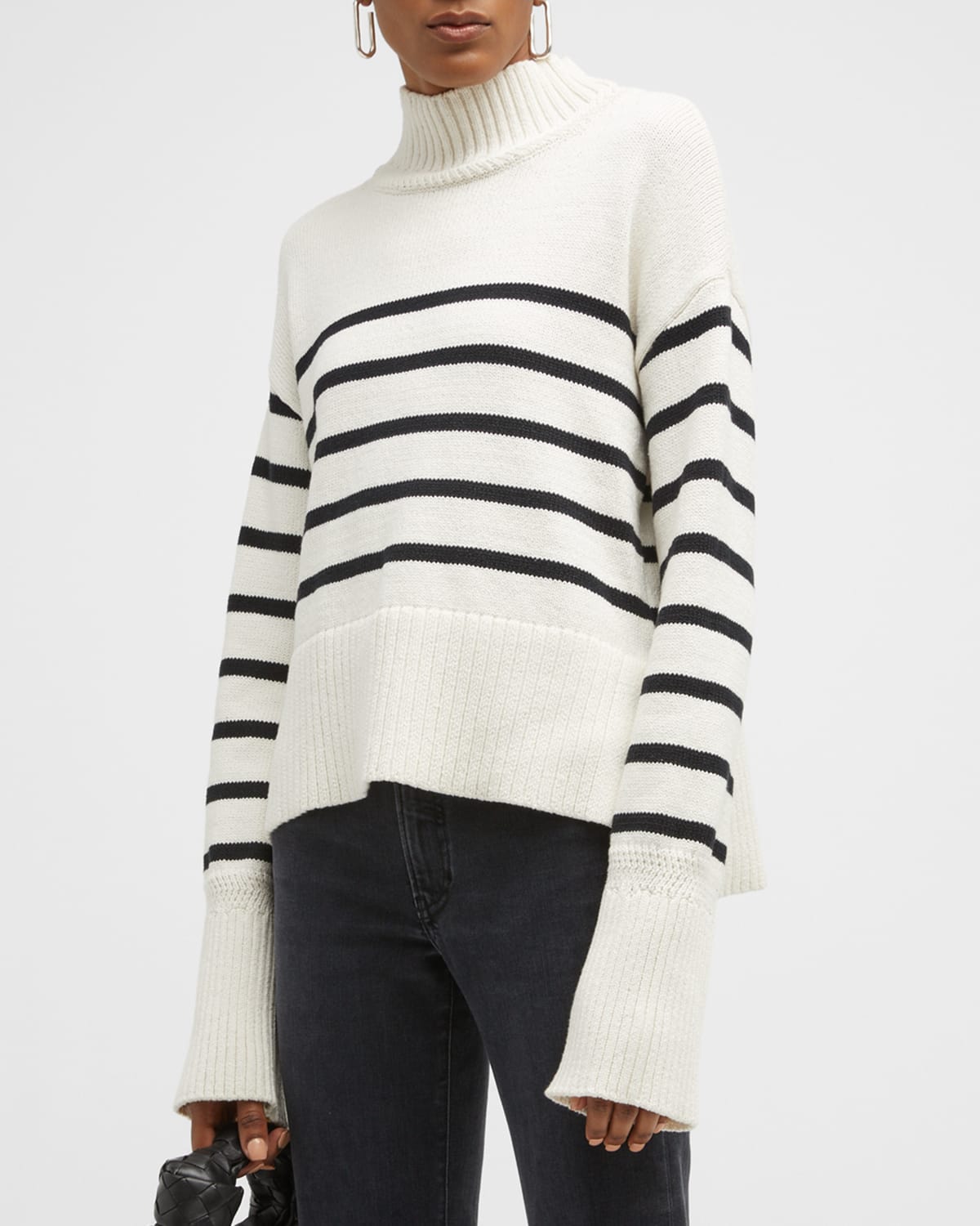 Turtleneck in Brioche/Black Stripes main image 1