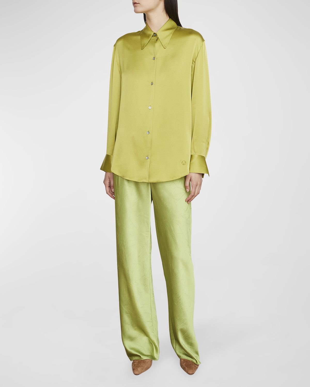 Vince Relaxed Silk Button-Front Blouse | Neiman Marcus