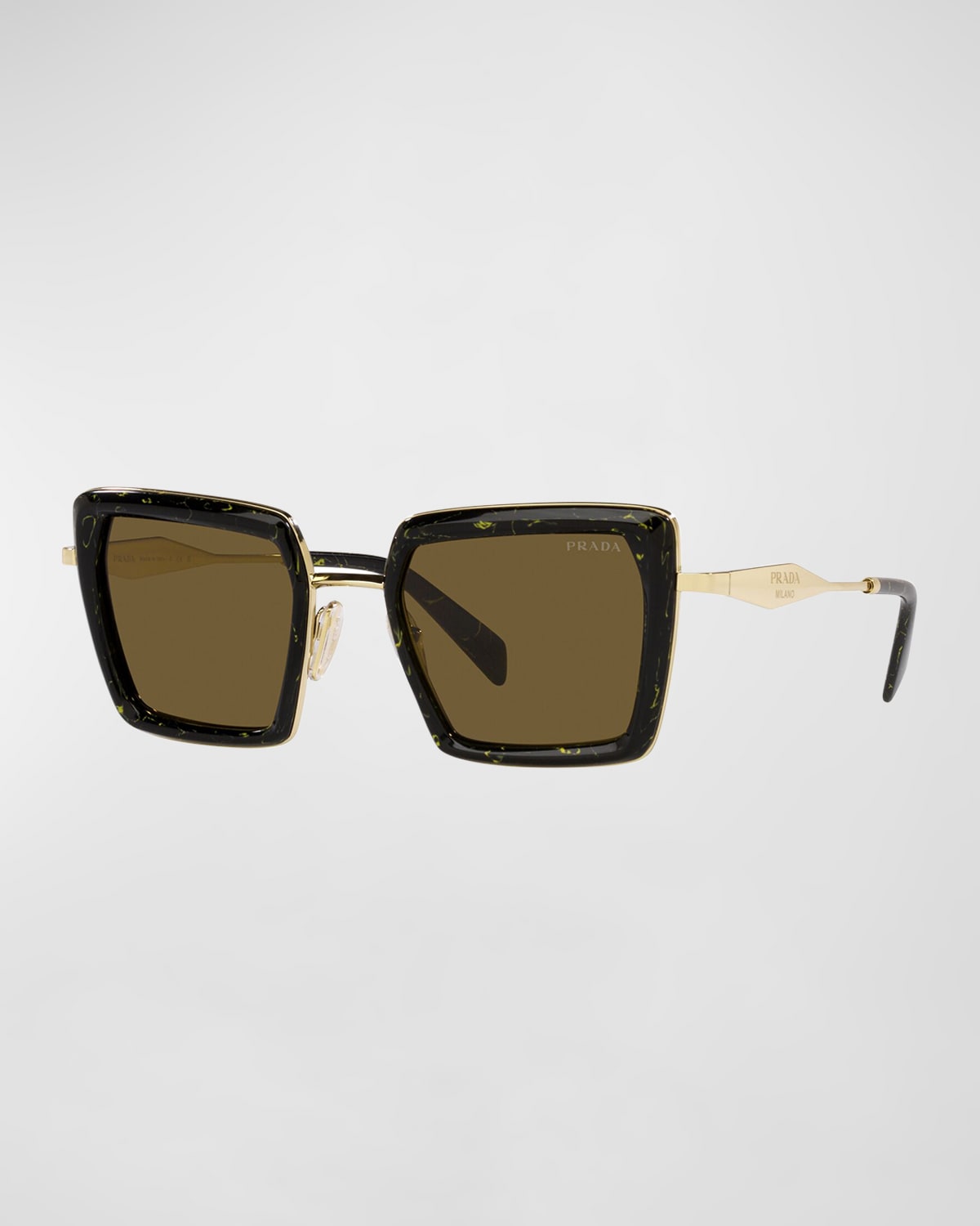 Prada Round Logo Mixed-Media Sunglasses | Neiman Marcus
