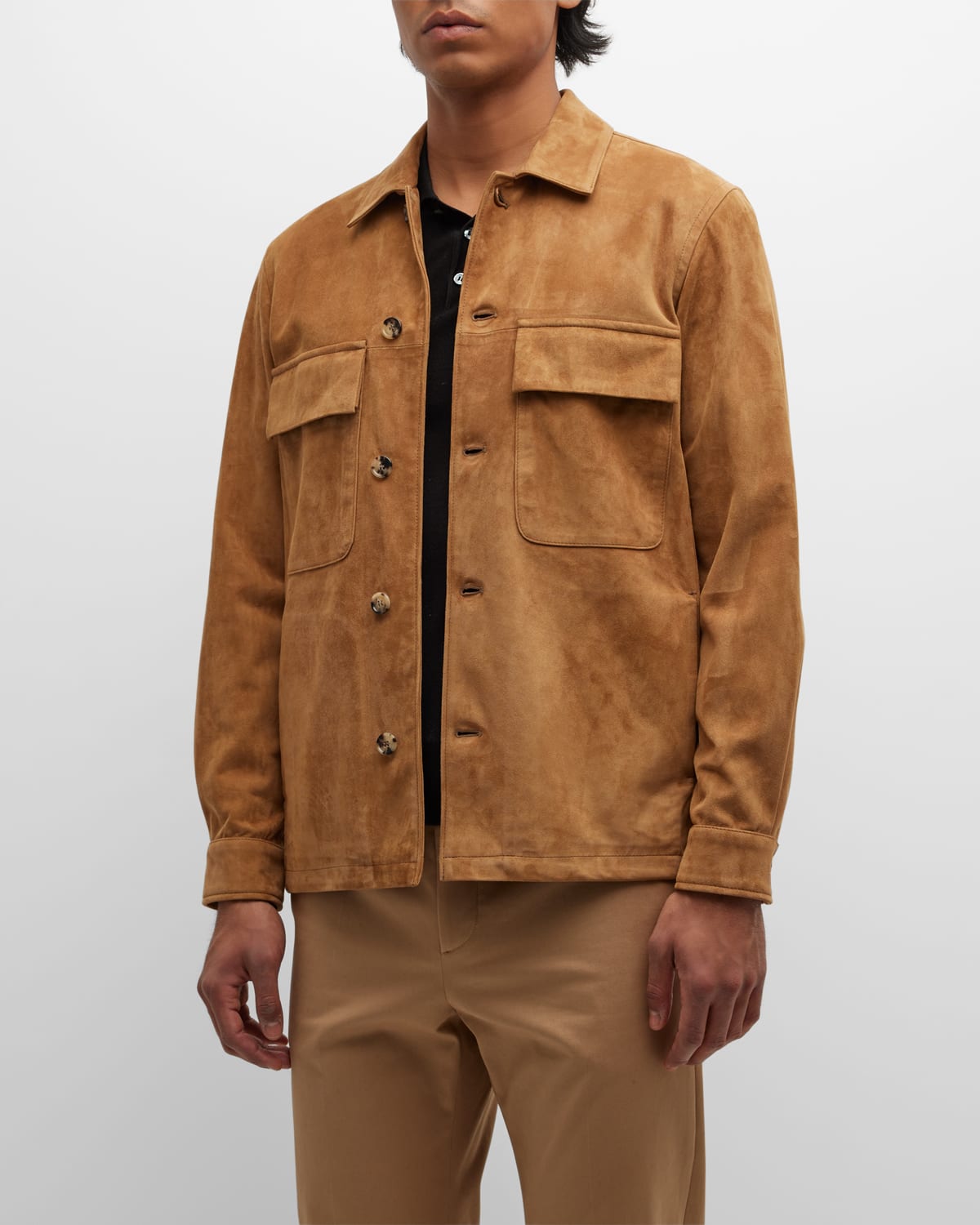 Vince Men's Leather Shirt Jacket | Neiman Marcus