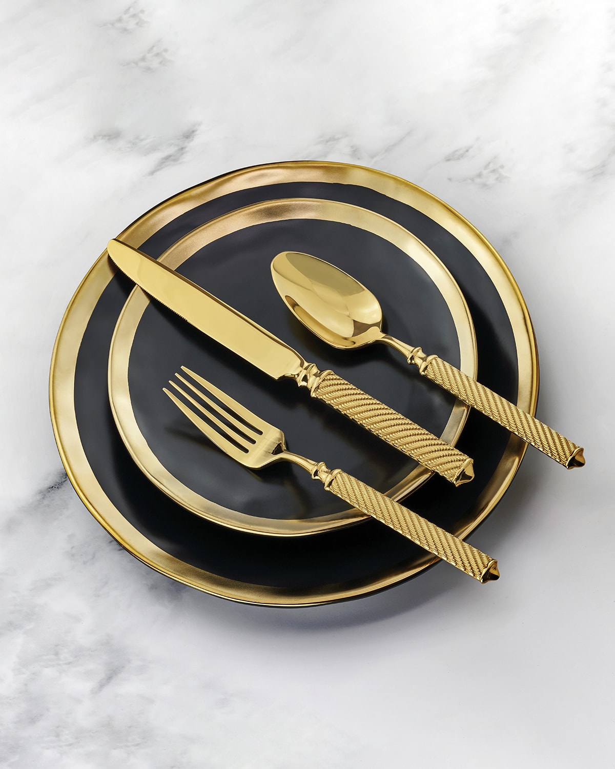 Ricci Silversmith Colonnade Gold 45-Piece Flatware Set | Neiman Marcus