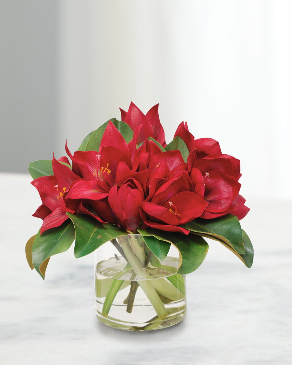 Winward Faux Hellebores Rose Floral Arrangement in Glass Vase Neiman