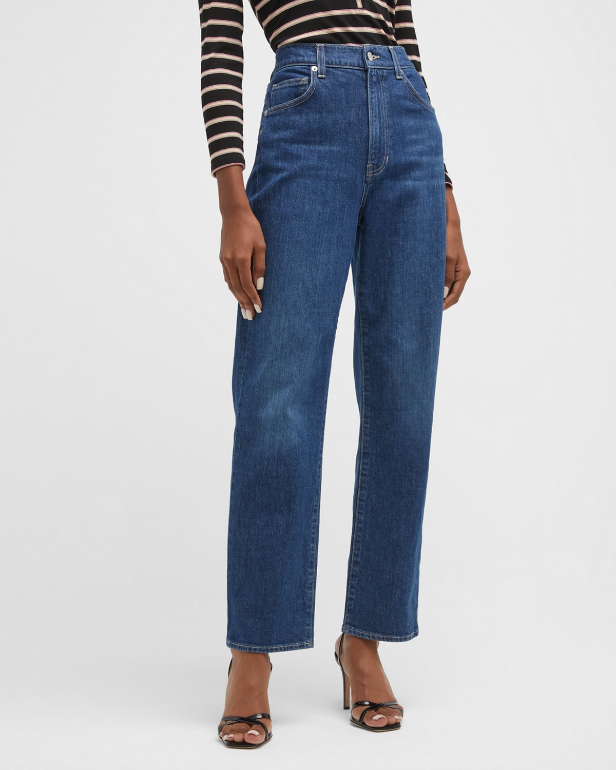 Veronica Beard Jeans Charlie with Chaps HighRise Tapered Ankle Jeans