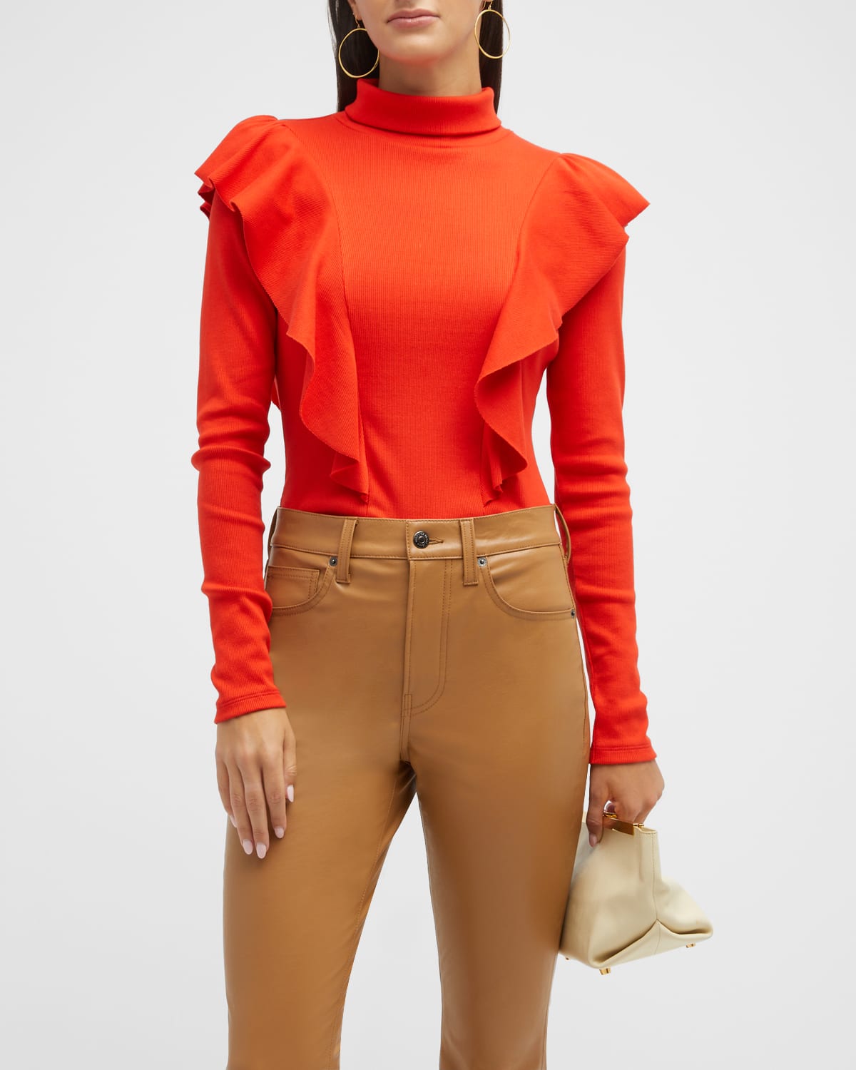 Veronica Beard Jeans Avedon ScoopNeck Ruffle Top Neiman Marcus