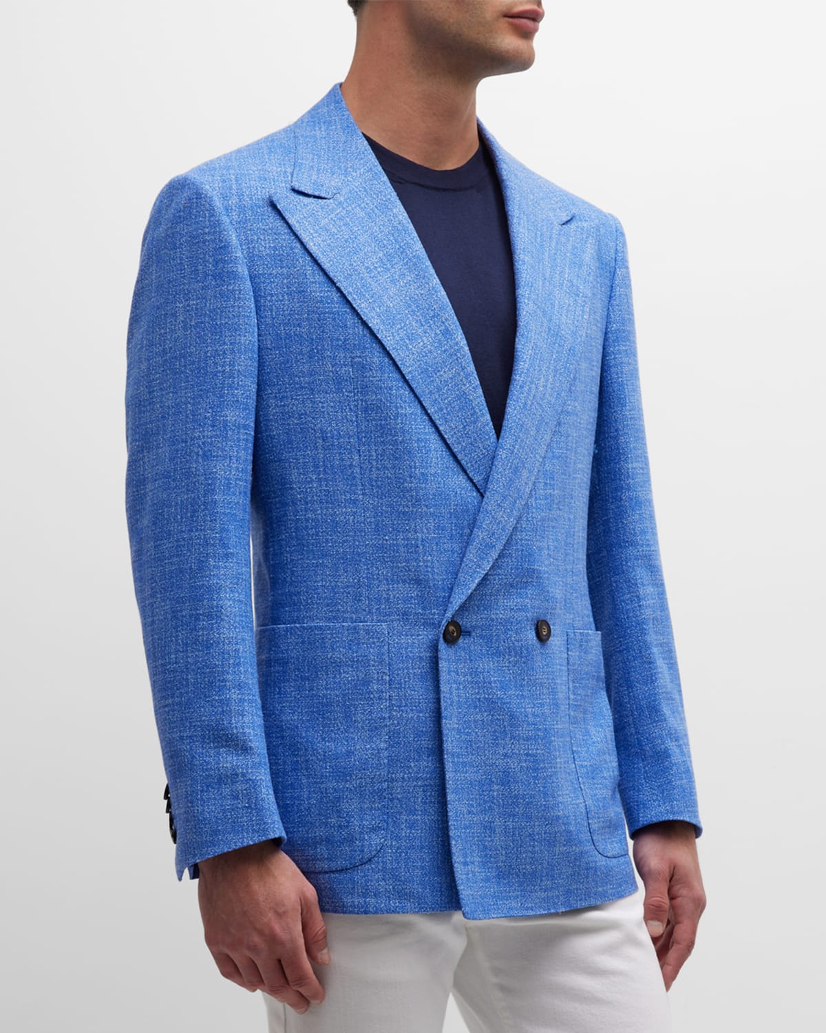 VogeLuxe | Men’s Textured Double-Breasted Mid-Length Overcoat main image 1