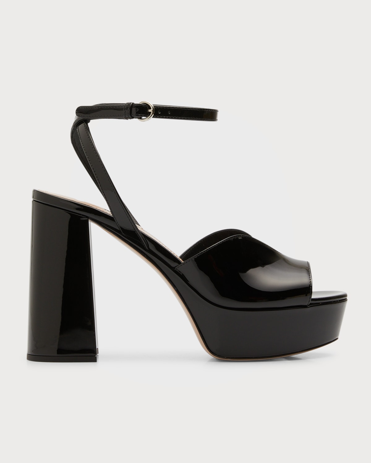 Miu Miu Patent Ankle-Strap Platform Sandals | Neiman Marcus