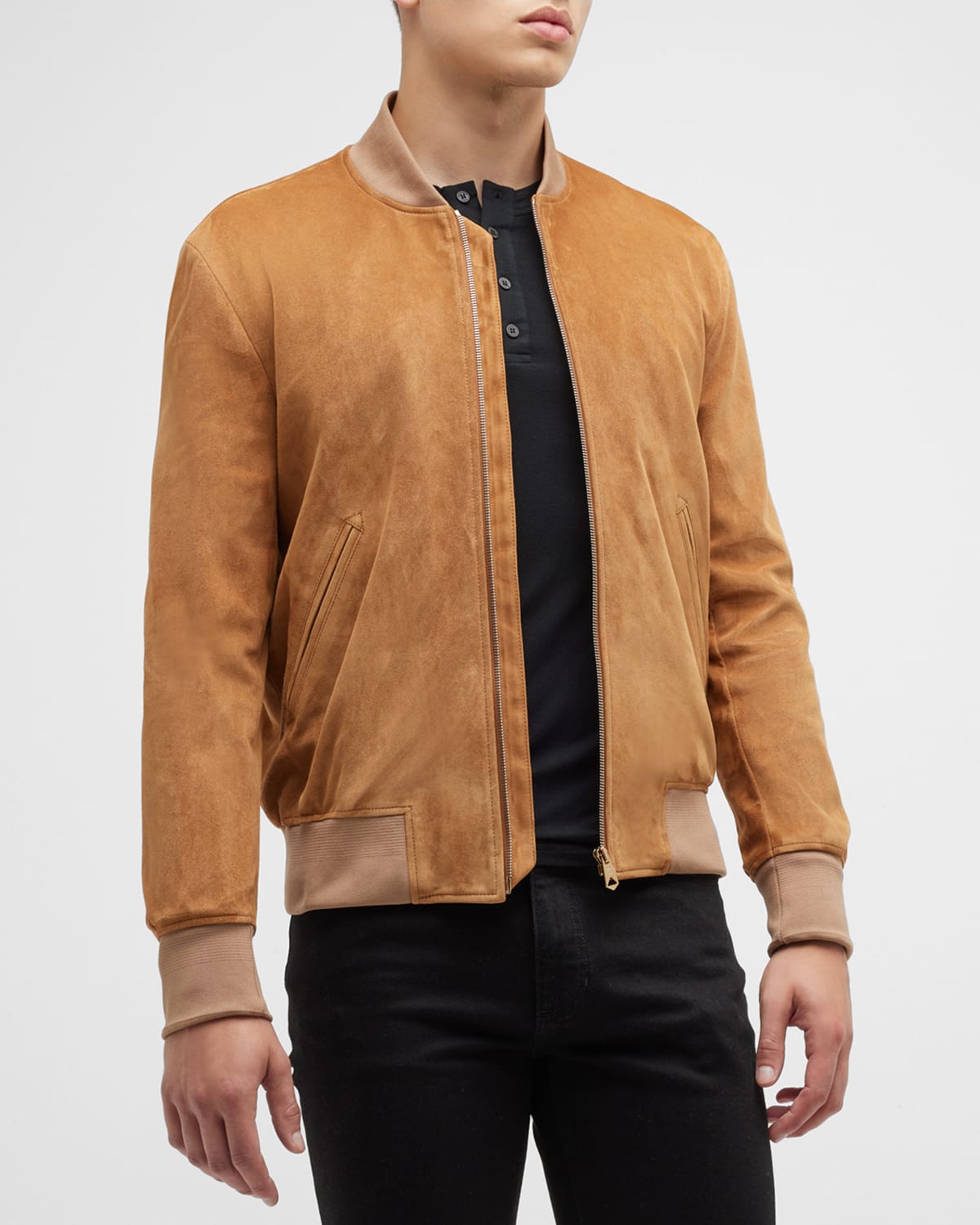 Bally Men's Suede Bomber Jacket | Neiman Marcus