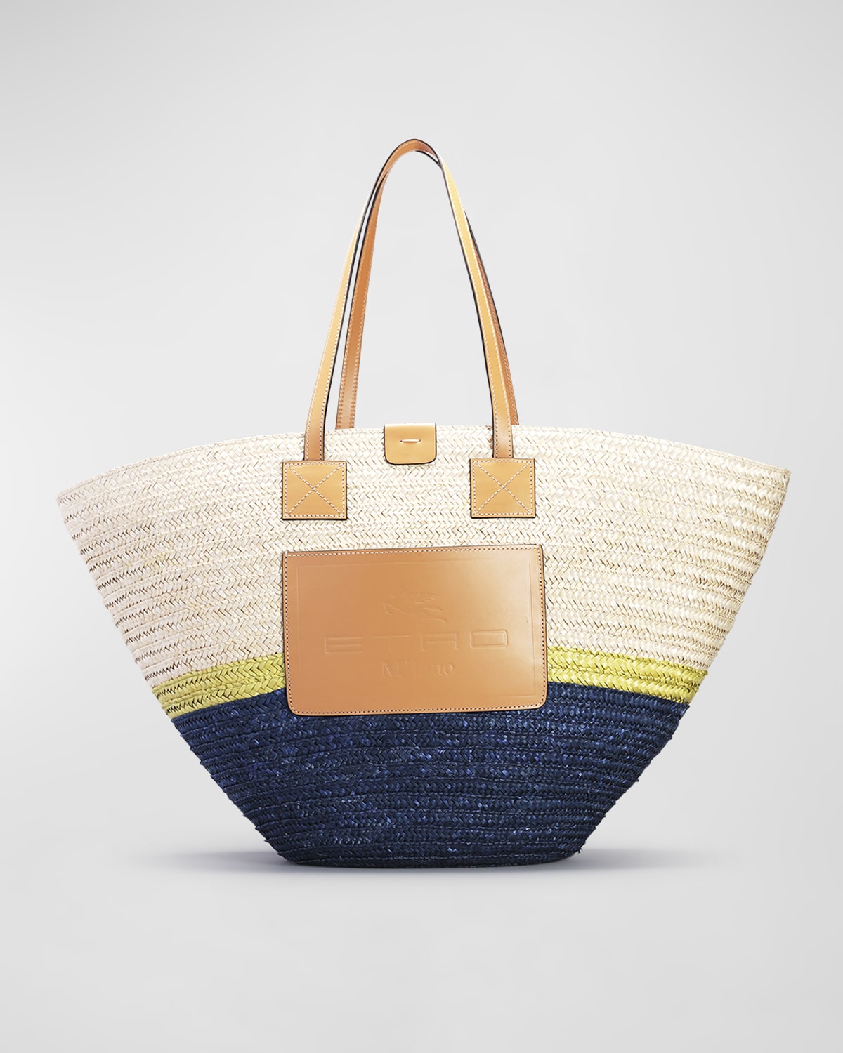 Etro Coffa Colorblock Raffia Tote Bag | Neiman Marcus