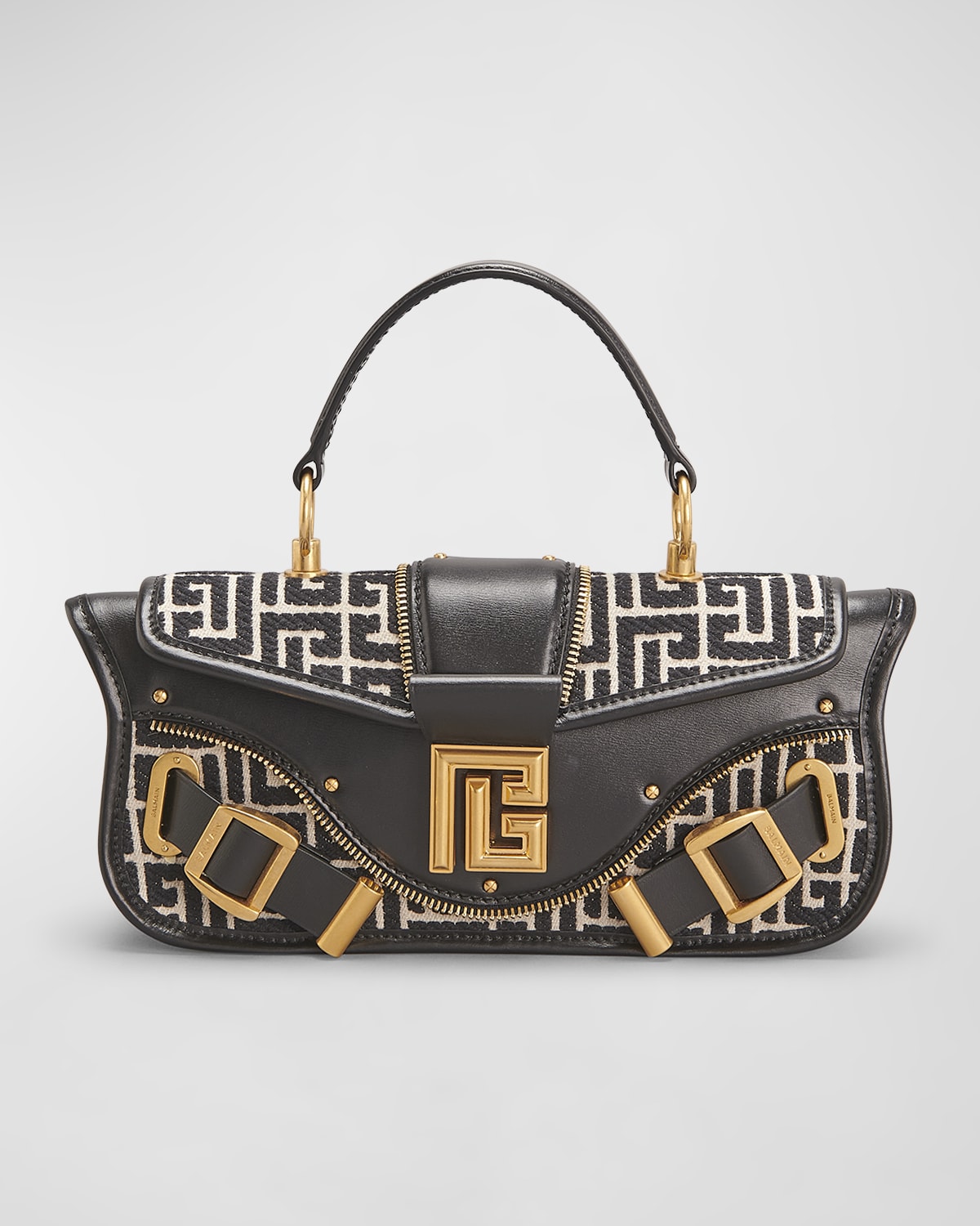 Balmain Blaze Croc-Embossed Pouch Crossbody Bag | Neiman Marcus