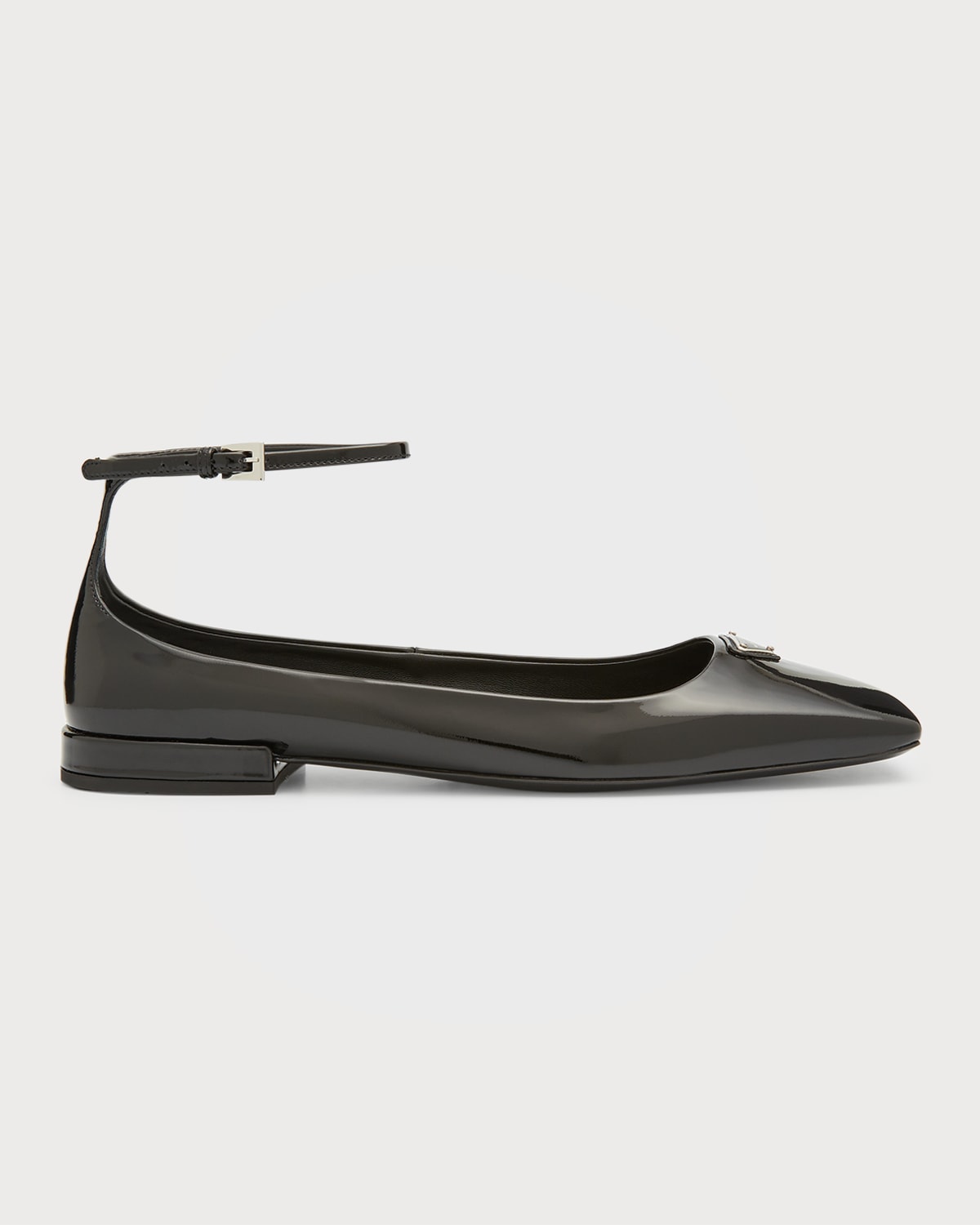 Prada Metallic Ankle-Strap Ballerina Flats | Neiman Marcus