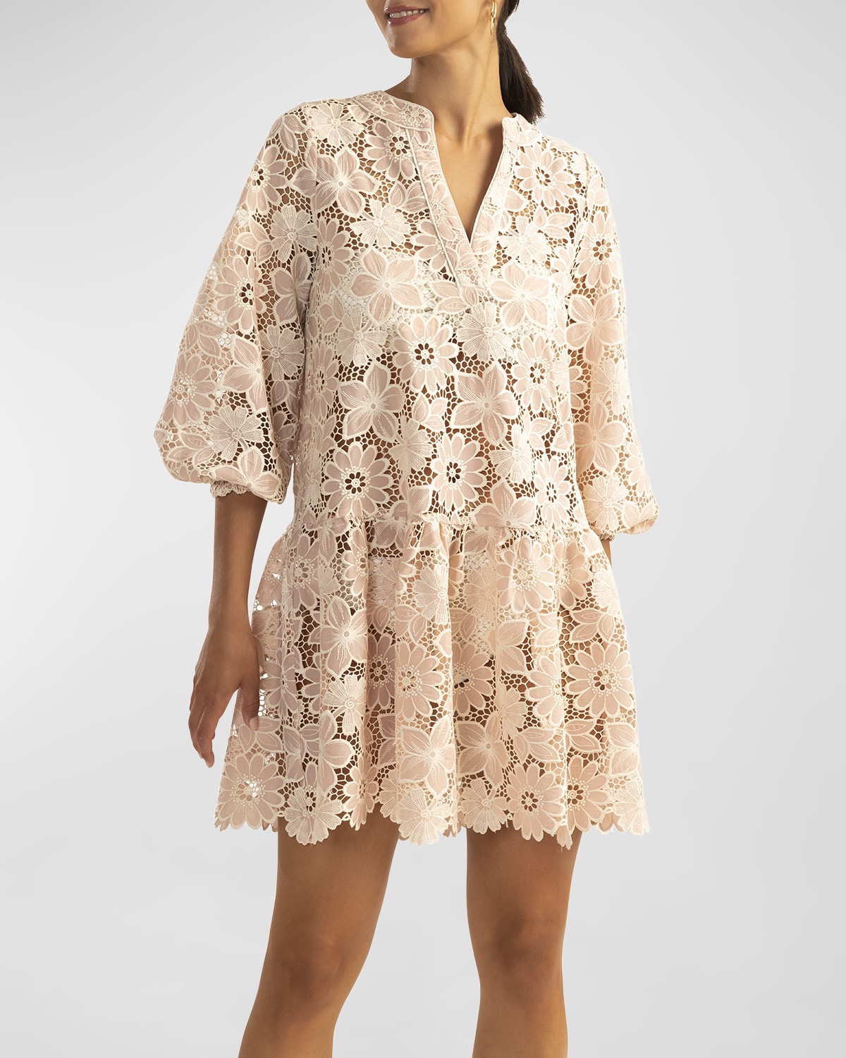 Shoshanna Milos Eyelet Embroidered Mini Dress Neiman Marcus