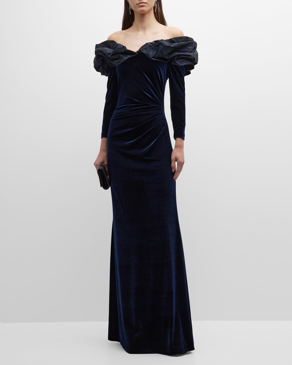 Rickie Freeman for Teri Jon Draped Sequin Velvet Gown | Neiman Marcus