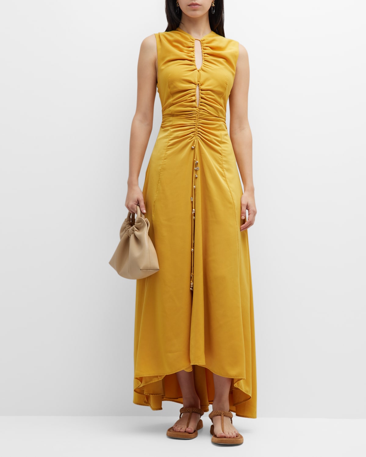 WIDE SLEEVE GATHERED MIDI DRESS NOTES FROM THE BLUE ROOM