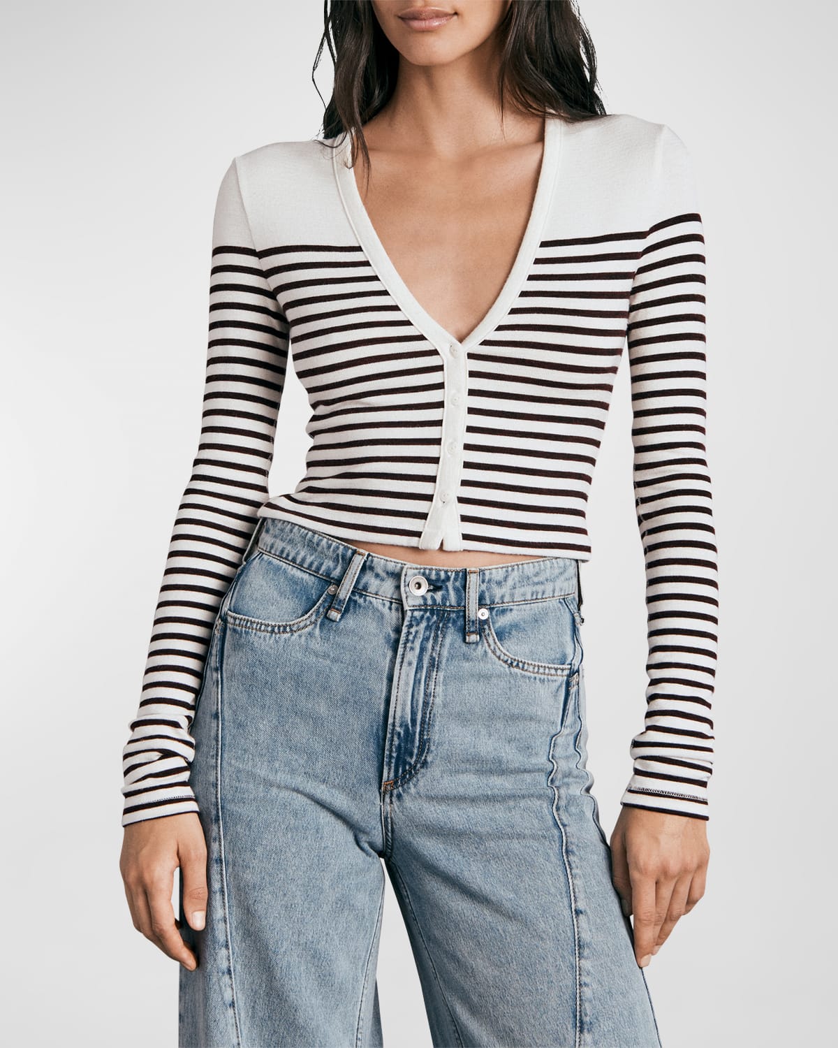 FRAME Cropped Cable Knit Cardigan Neiman Marcus