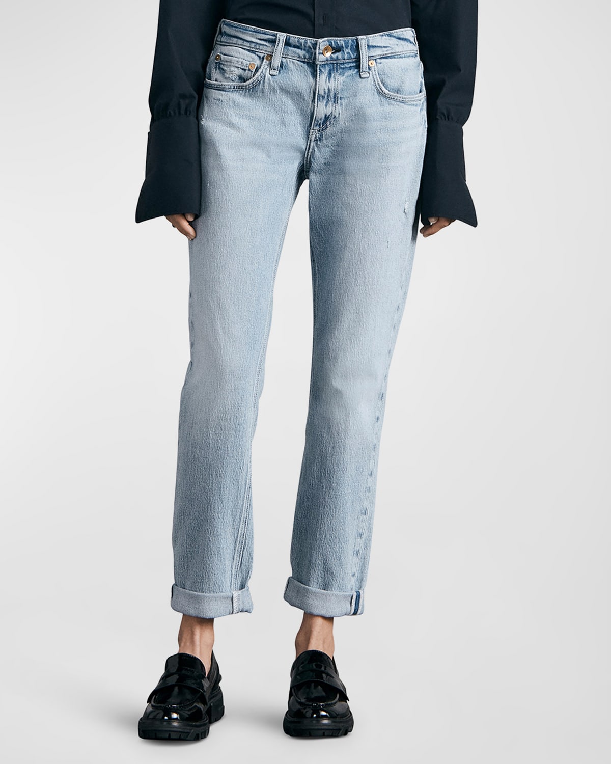 Alice + Olivia Amazing HighRise Boyfriend Embellished Jeans Neiman