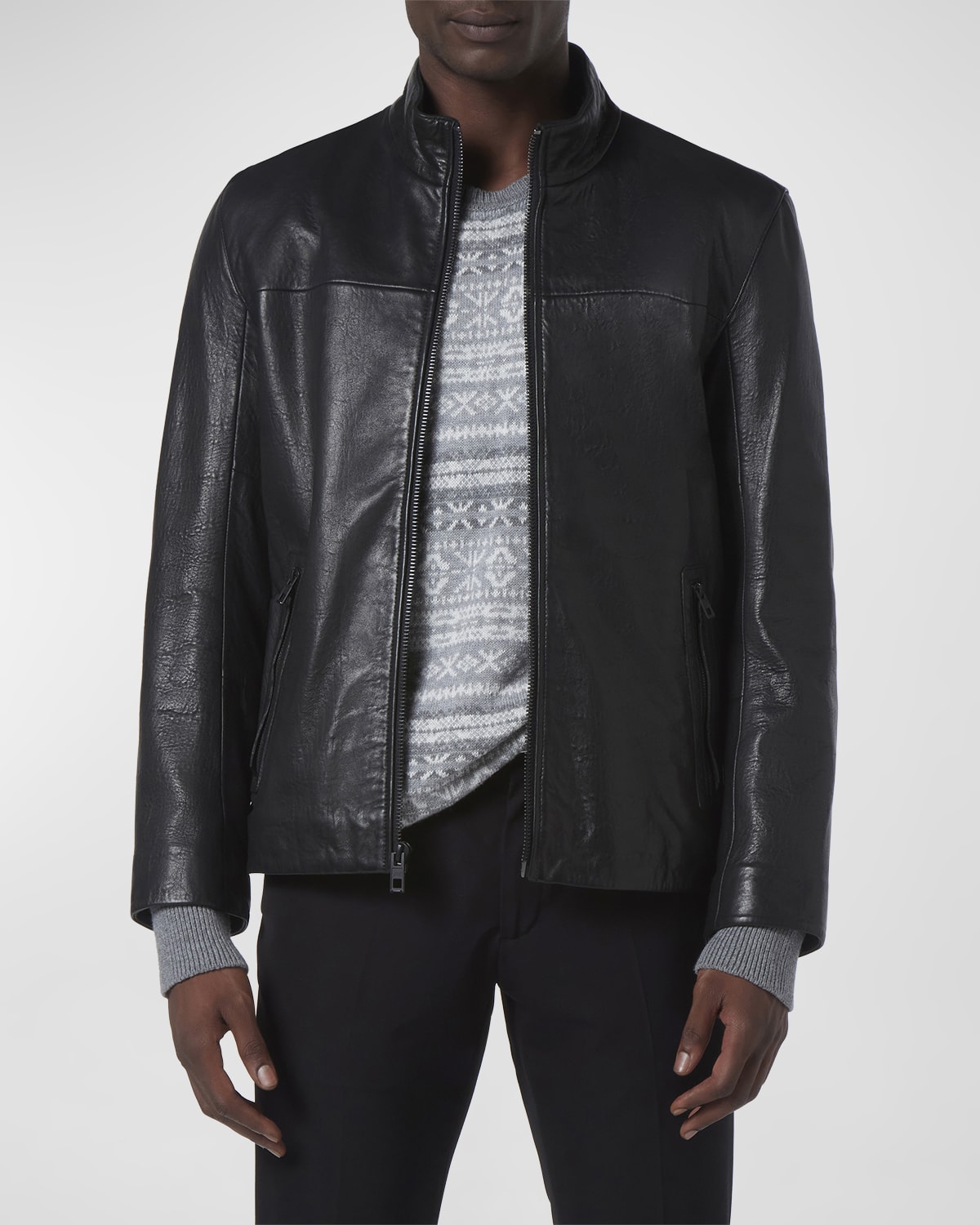 Andrew Marc Men's Farnworth Leather Moto Jacket | Neiman Marcus