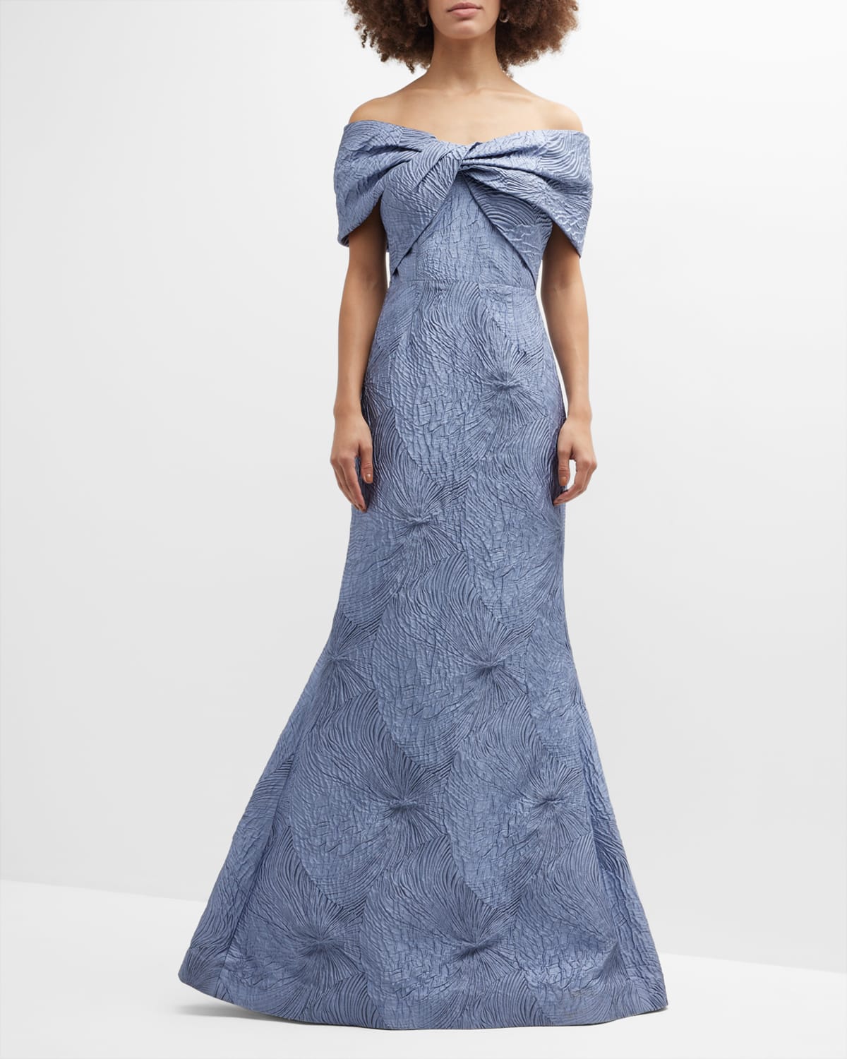 Off Shoulder Floral Jacquard Gown main image 0