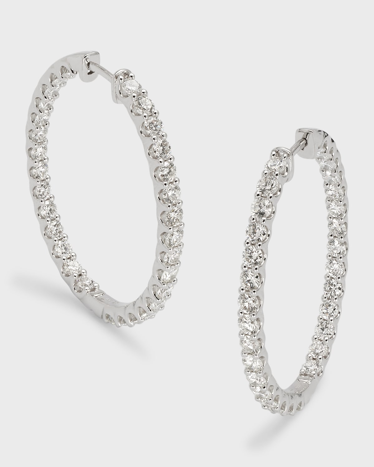 Neiman Marcus Diamonds 18K White Gold Round Diamond Hoop Earrings