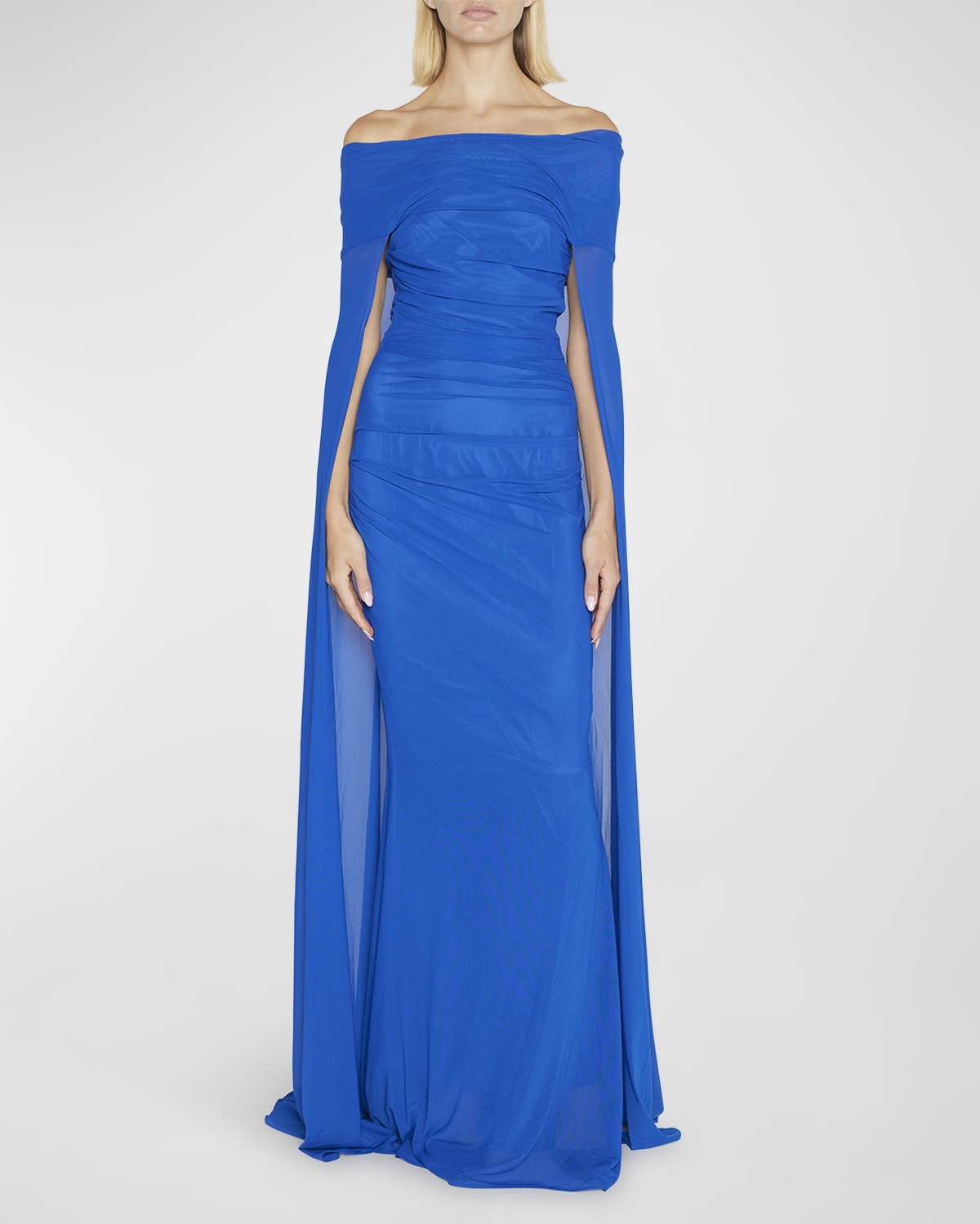 Maticevski Modality Draped Cape Metallic Gown | Neiman Marcus