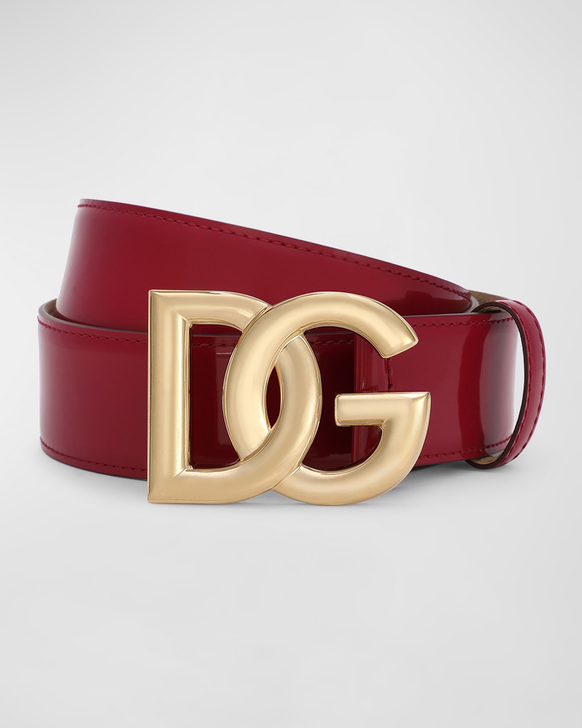 Dolce&Gabbana Silver Interlocking DG Leather Belt | Neiman Marcus