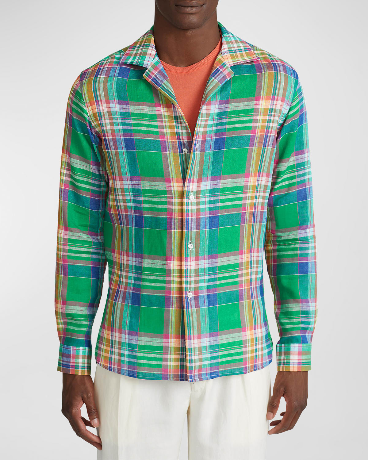 Ralph Lauren Purple Label Men's Serengeti Linen Sport Shirt | Neiman Marcus
