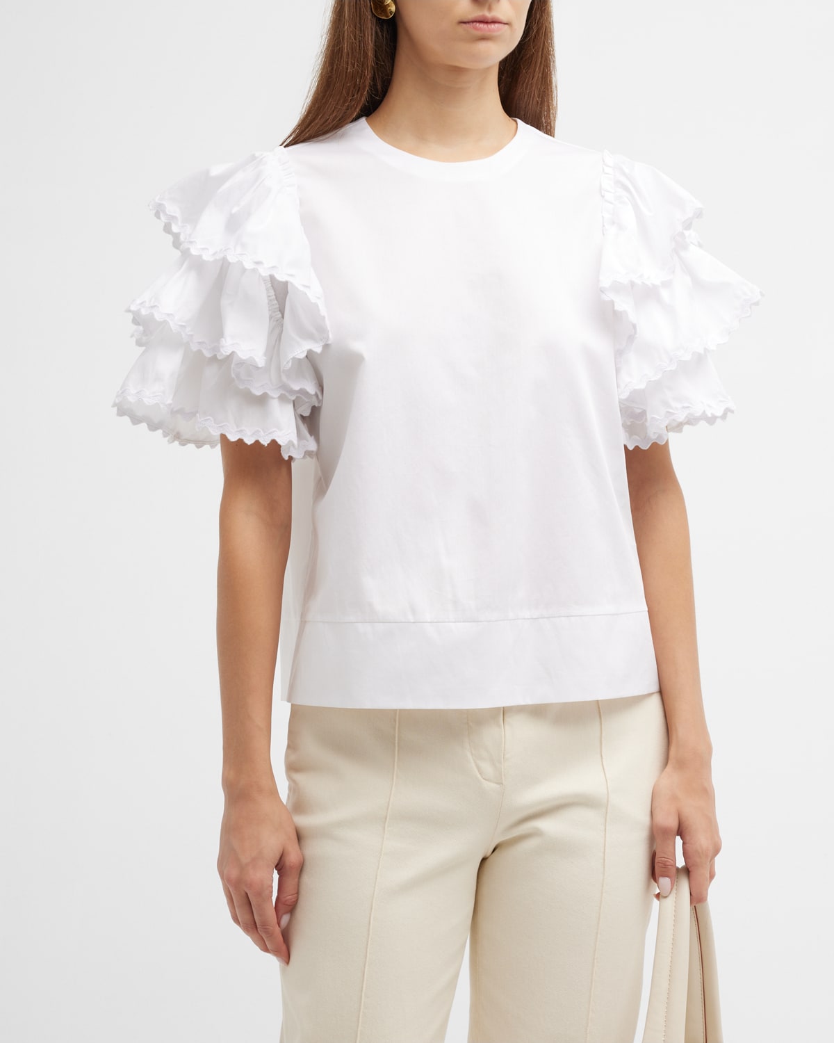 Plus Size V-Neck Blouse with Flutter Sleeves main image 1