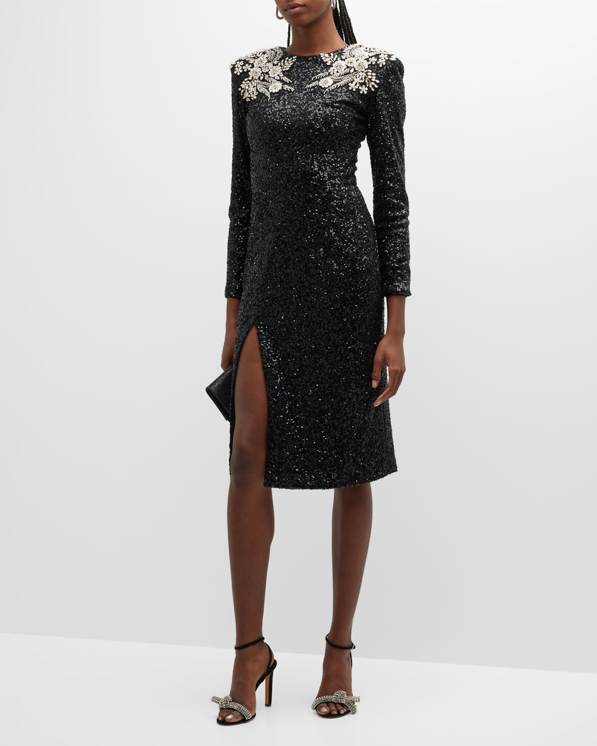 HELSI Mina Sequin Halter Midi Dress | Neiman Marcus