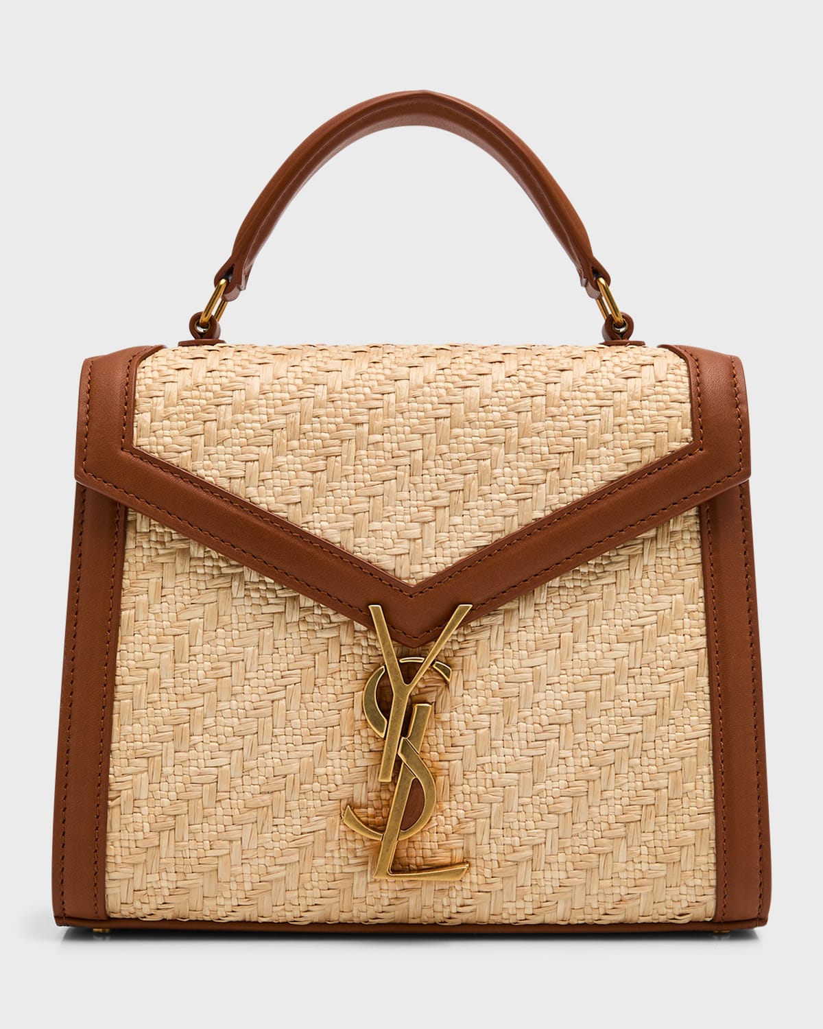 Saint Laurent YSL Raffia Basket TopHandle Bag Neiman Marcus