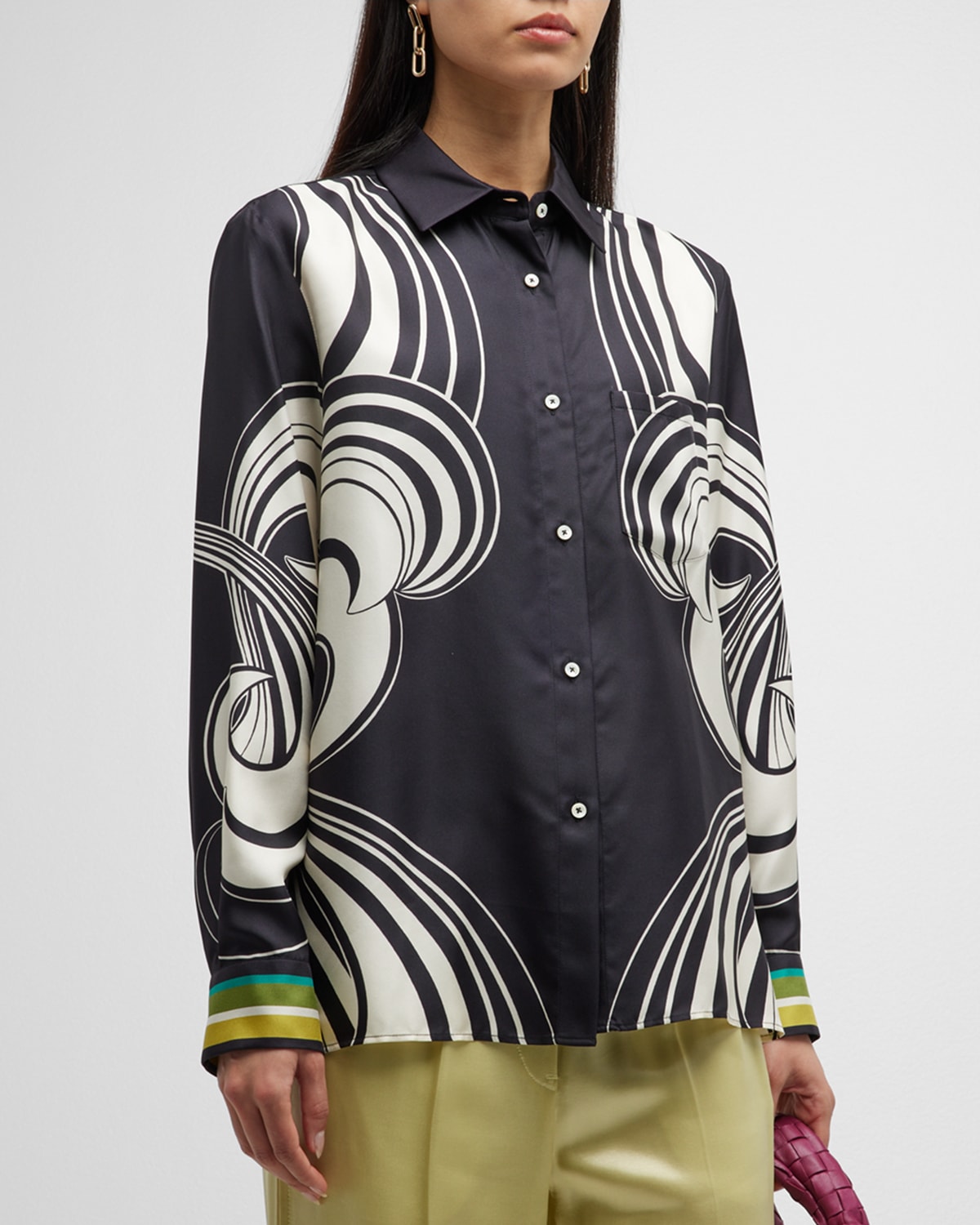 CALLAS Milano Cameron Scarf-Print Silk Twill Blouse