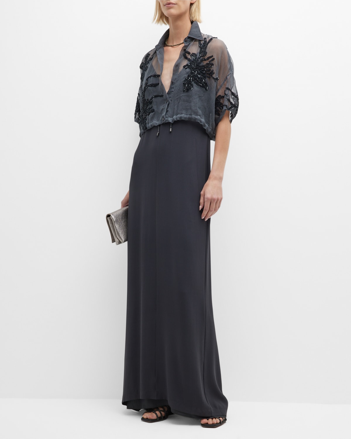 Silk Trouser with Monili Trim main image 1