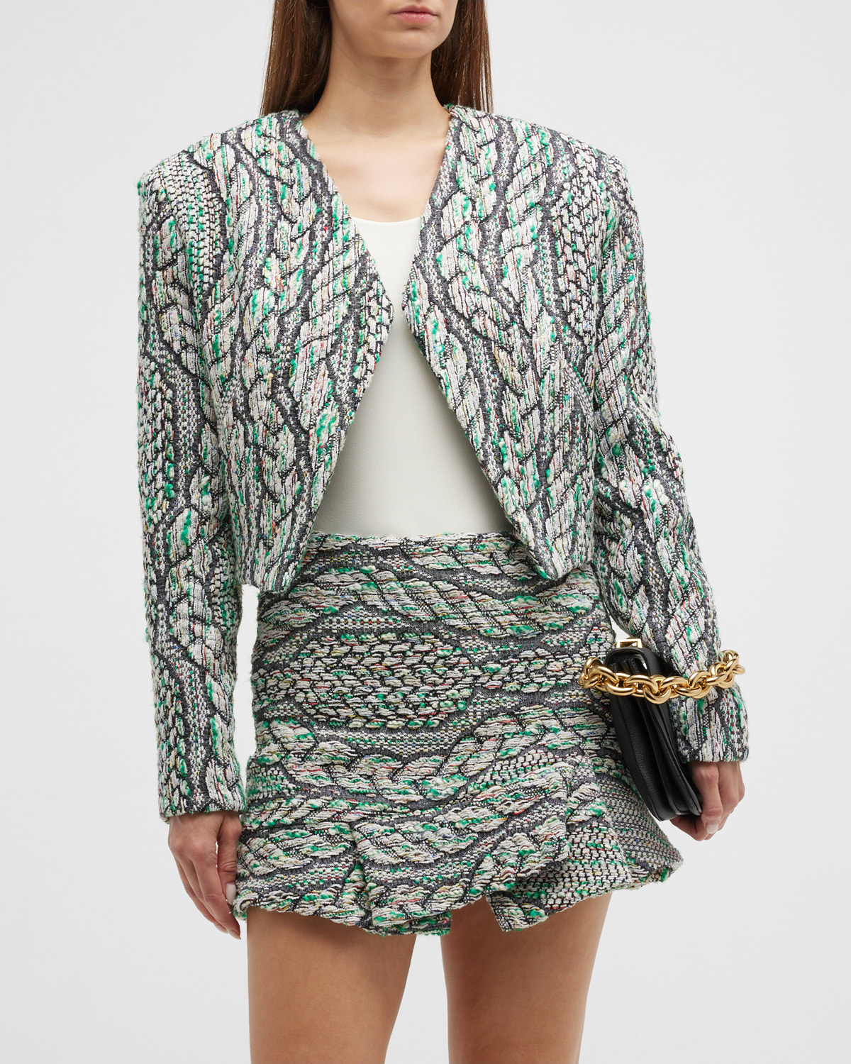 LOVE THE LABEL Adrienne Quilted OpenFront Cropped Jacket Neiman Marcus