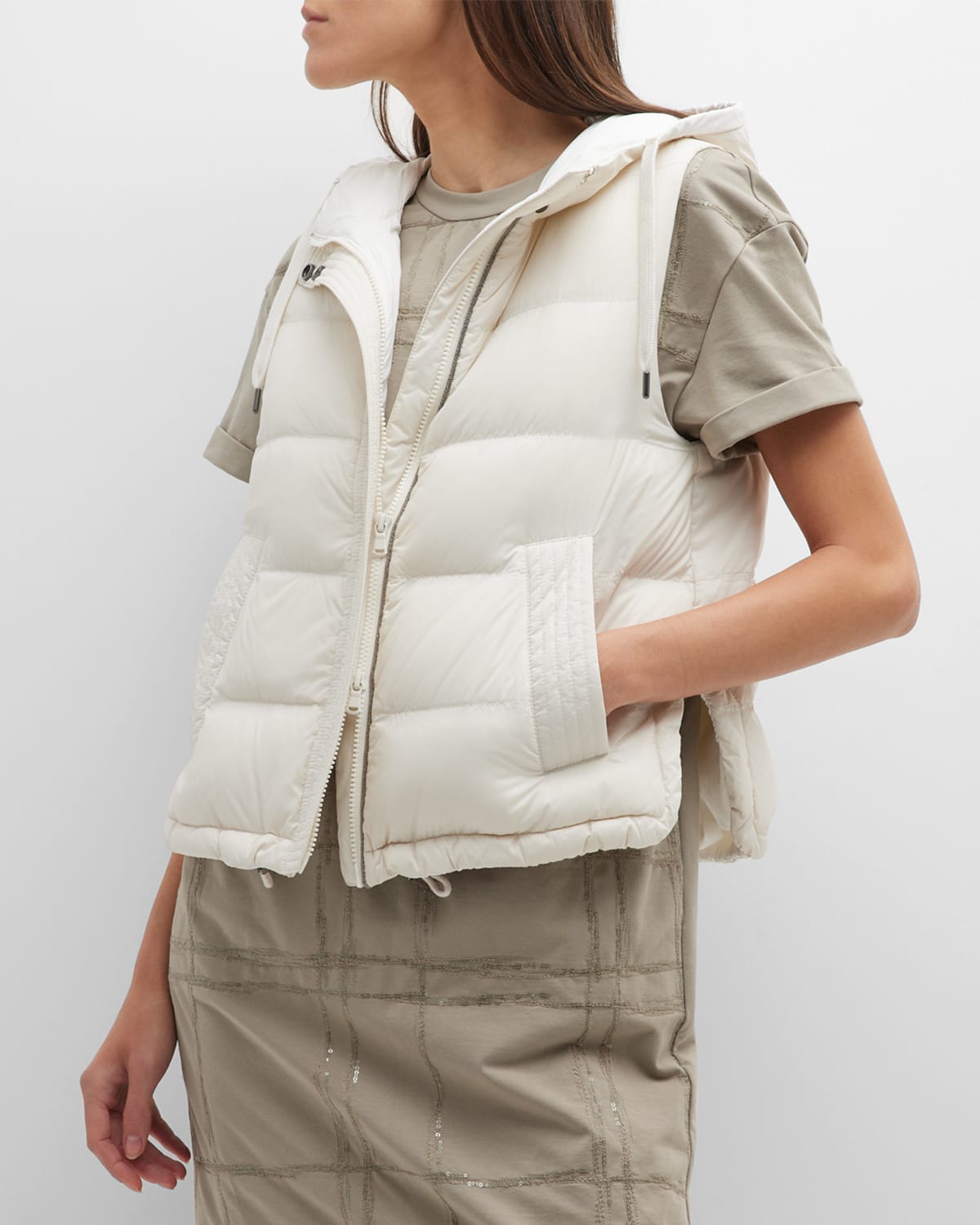 Burberry Coles Reversible Check Hooded Puffer Vest | Neiman Marcus