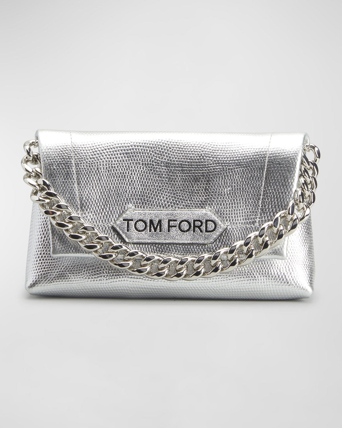 TOM FORD Label Mini Lizard-Print Chain Clutch Bag | Neiman Marcus