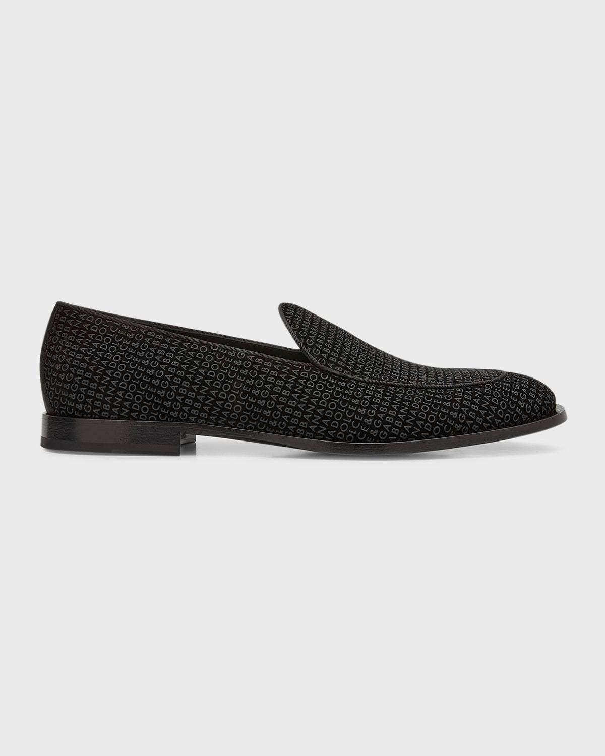 Dolce&Gabbana Men's Logo Velvet Dress Loafers | Neiman Marcus