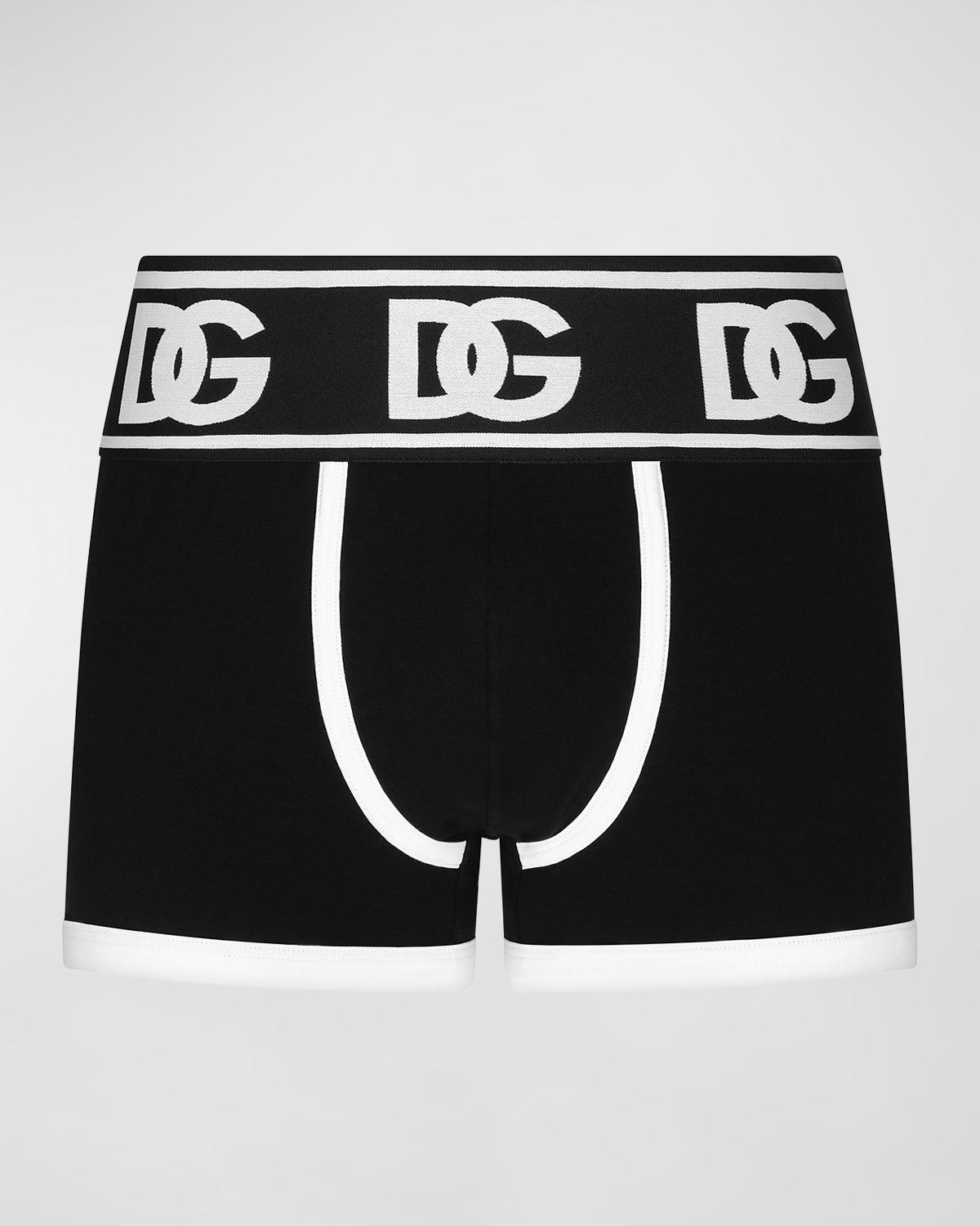 Boxer Regular Dolce & Gabbana (DG) Pour Homme - Blanc/Noir, Pack De 1, Taille S,M,L,XL