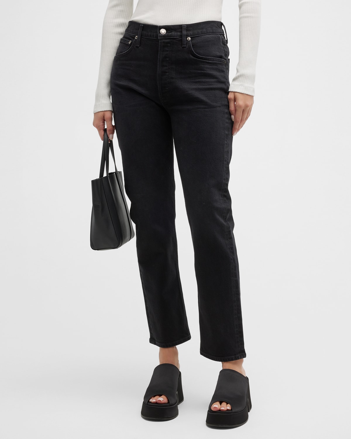 AGOLDE Riley High-Rise Straight Cropped Jeans | Neiman Marcus