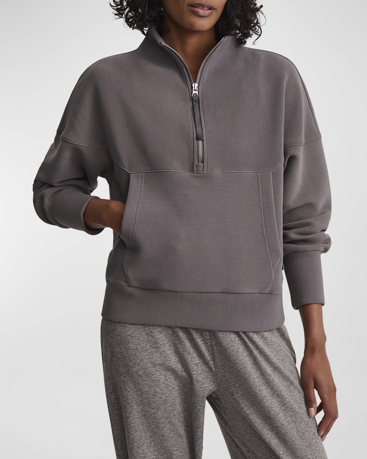 Monrow Teddy Fleece Half-Zip Pullover | Neiman Marcus