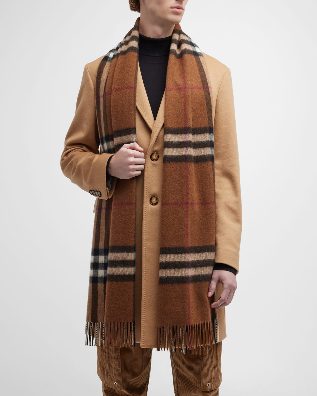 Burberry Giant Check Cashmere-Blend Tweed Scarf | Neiman Marcus